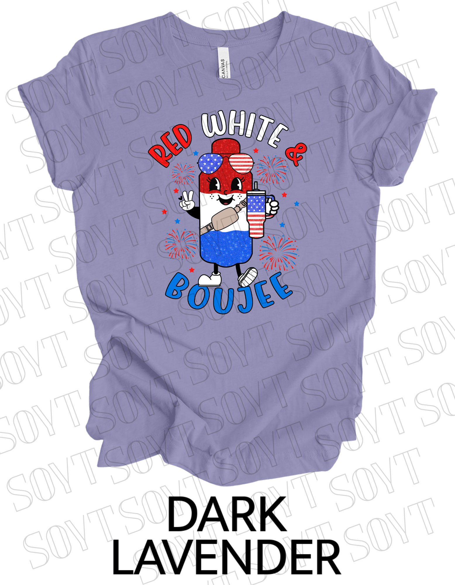 Red White & Boujee T-Shirt – Cute Patriotic 4th of July Sparkle Tee | Made in USA - Festive Apparel StoreDark Lavender