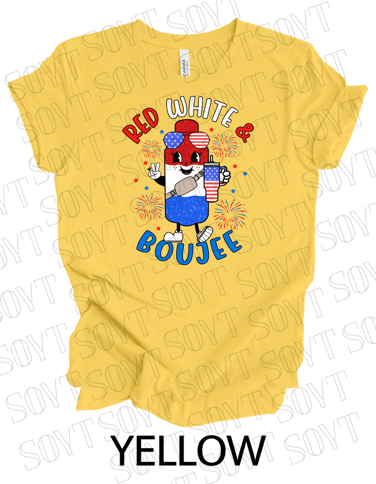 Red White & Boujee T-Shirt – Cute Patriotic 4th of July Sparkle Tee | Made in USA - Festive Apparel StoreYellow