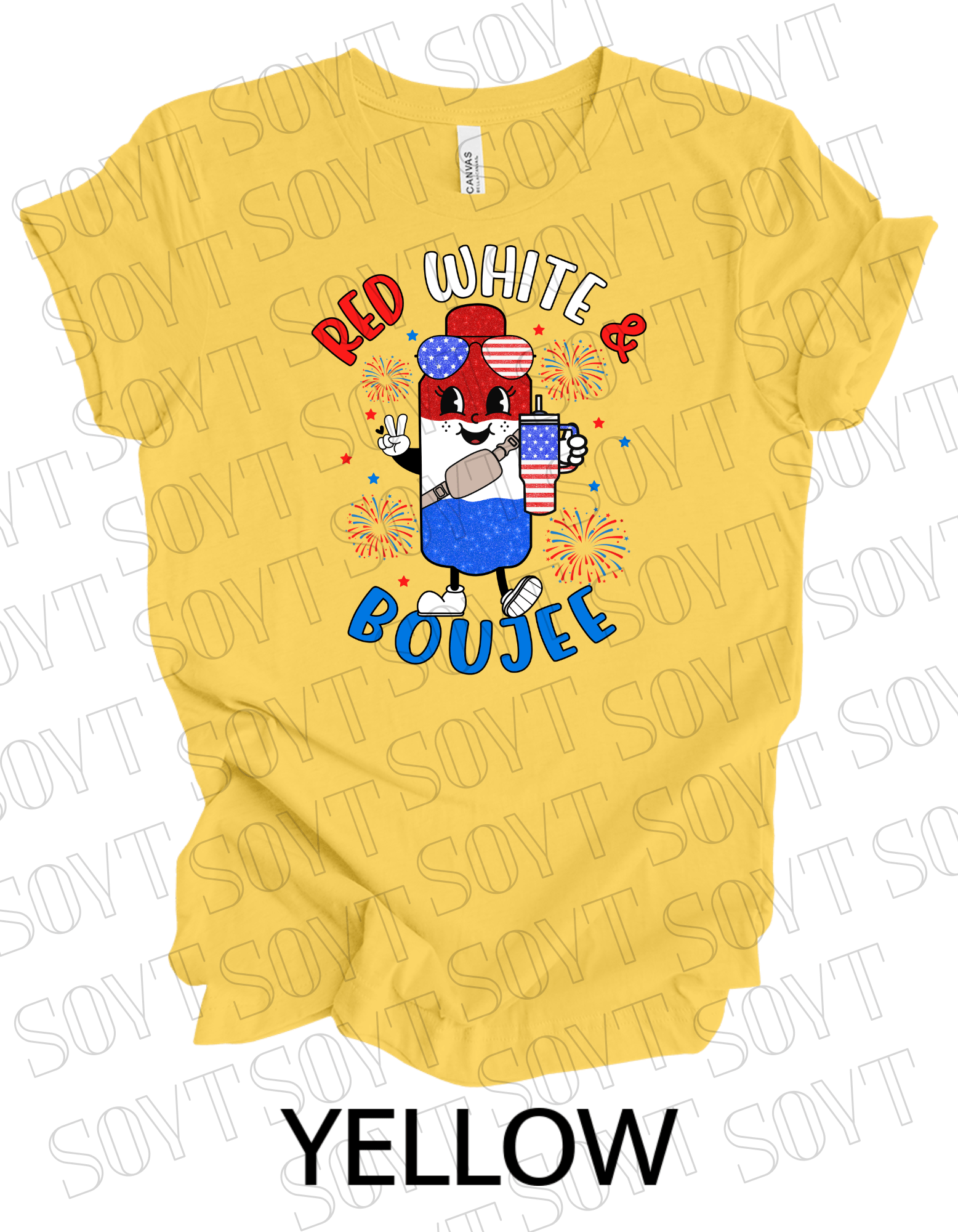 Red White & Boujee T-Shirt – Cute Patriotic 4th of July Sparkle Tee | Made in USA - Festive Apparel StoreYellow