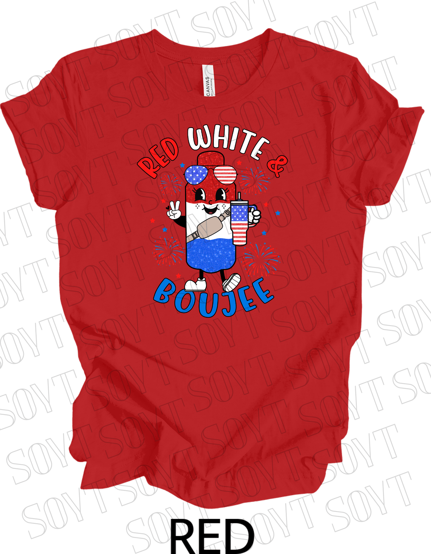 Red White & Boujee T-Shirt – Cute Patriotic 4th of July Sparkle Tee | Made in USA - Festive Apparel StoreRed