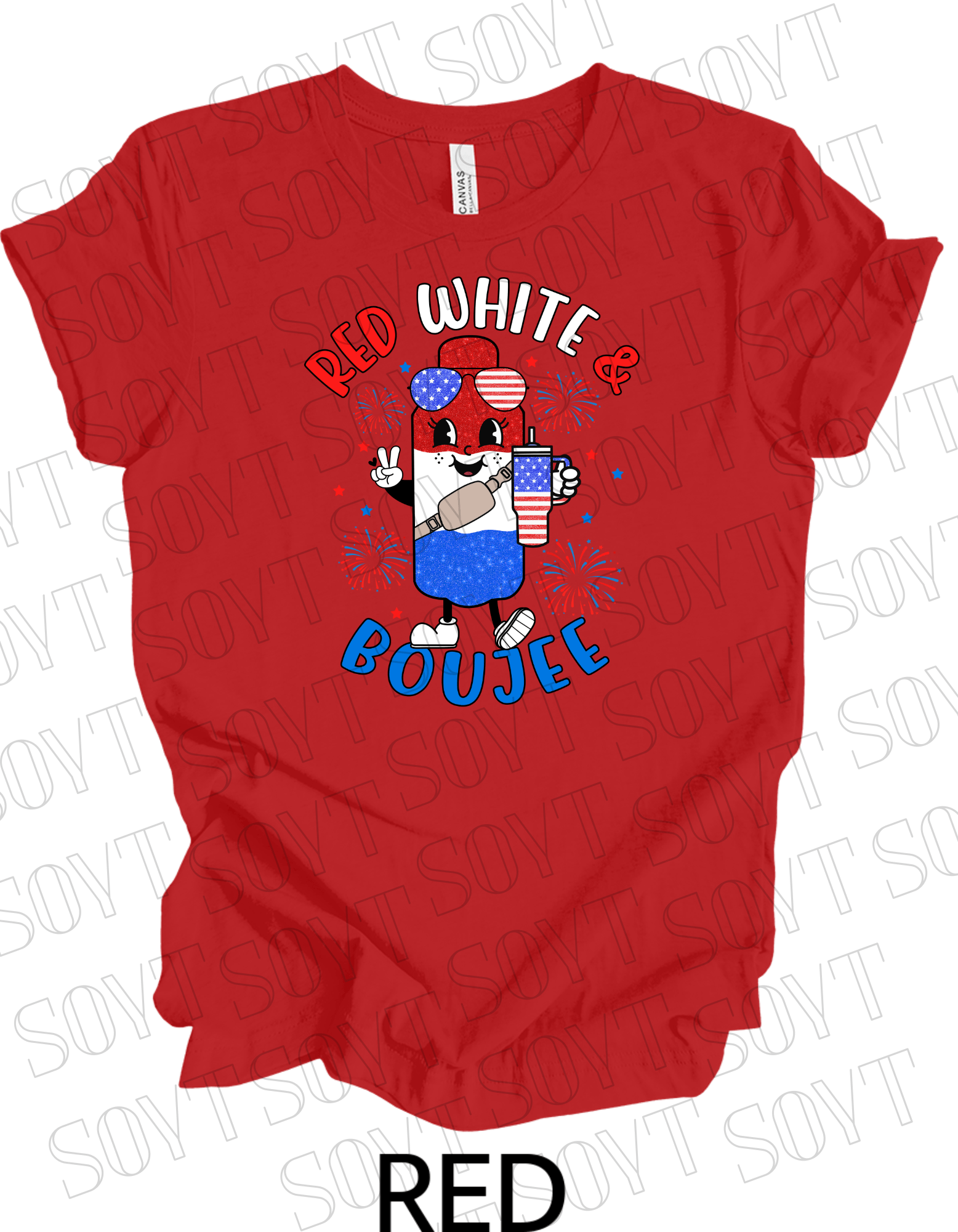 Red White & Boujee T-Shirt – Cute Patriotic 4th of July Sparkle Tee | Made in USA - Festive Apparel StoreRed