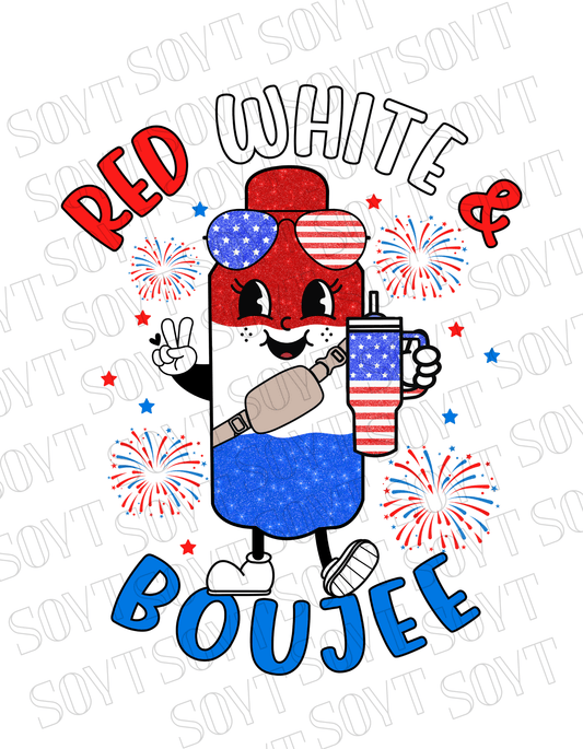 Red White & Boujee T-Shirt – Cute Patriotic 4th of July Sparkle Tee | Made in USA - Festive Apparel StoreWhite
