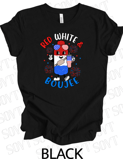 Red White & Boujee T-Shirt – Cute Patriotic 4th of July Sparkle Tee | Made in USA - Festive Apparel StoreBlack