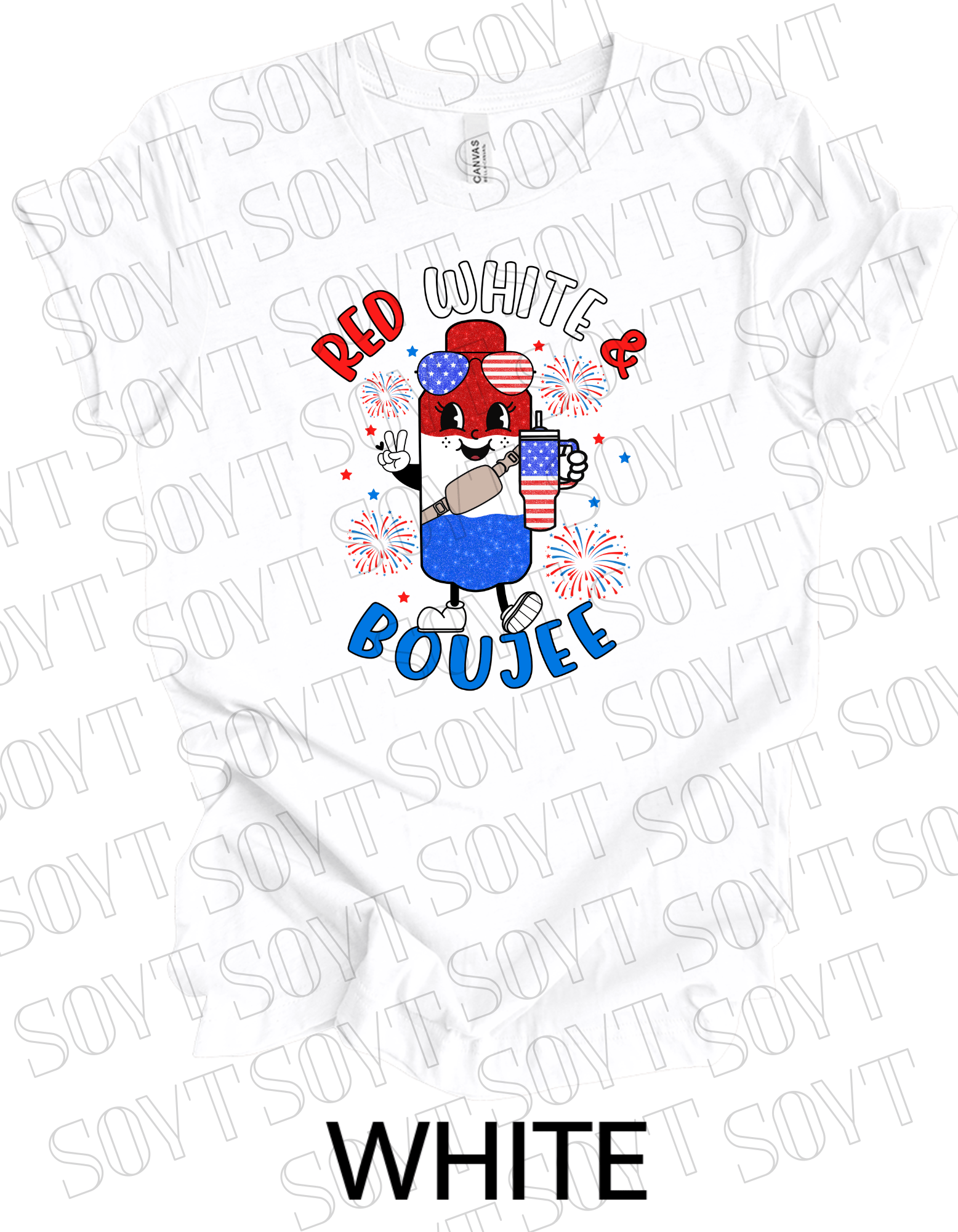 Red White & Boujee T-Shirt – Cute Patriotic 4th of July Sparkle Tee | Made in USA - Festive Apparel StoreWhite