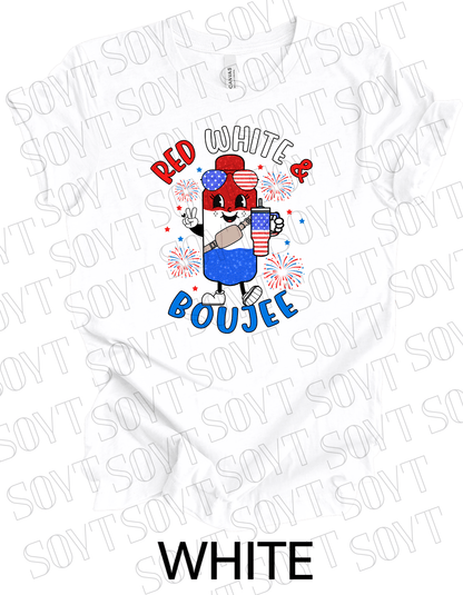 Red White & Boujee T-Shirt – Cute Patriotic 4th of July Sparkle Tee | Made in USA - Festive Apparel StoreWhite