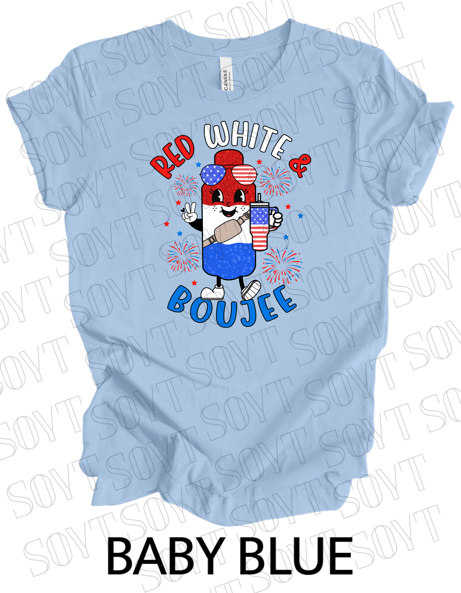 Red White & Boujee T-Shirt – Cute Patriotic 4th of July Sparkle Tee | Made in USA - Festive Apparel StoreBaby Blue