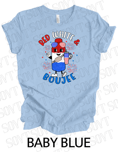 Red White & Boujee T-Shirt – Cute Patriotic 4th of July Sparkle Tee | Made in USA - Festive Apparel StoreBaby Blue