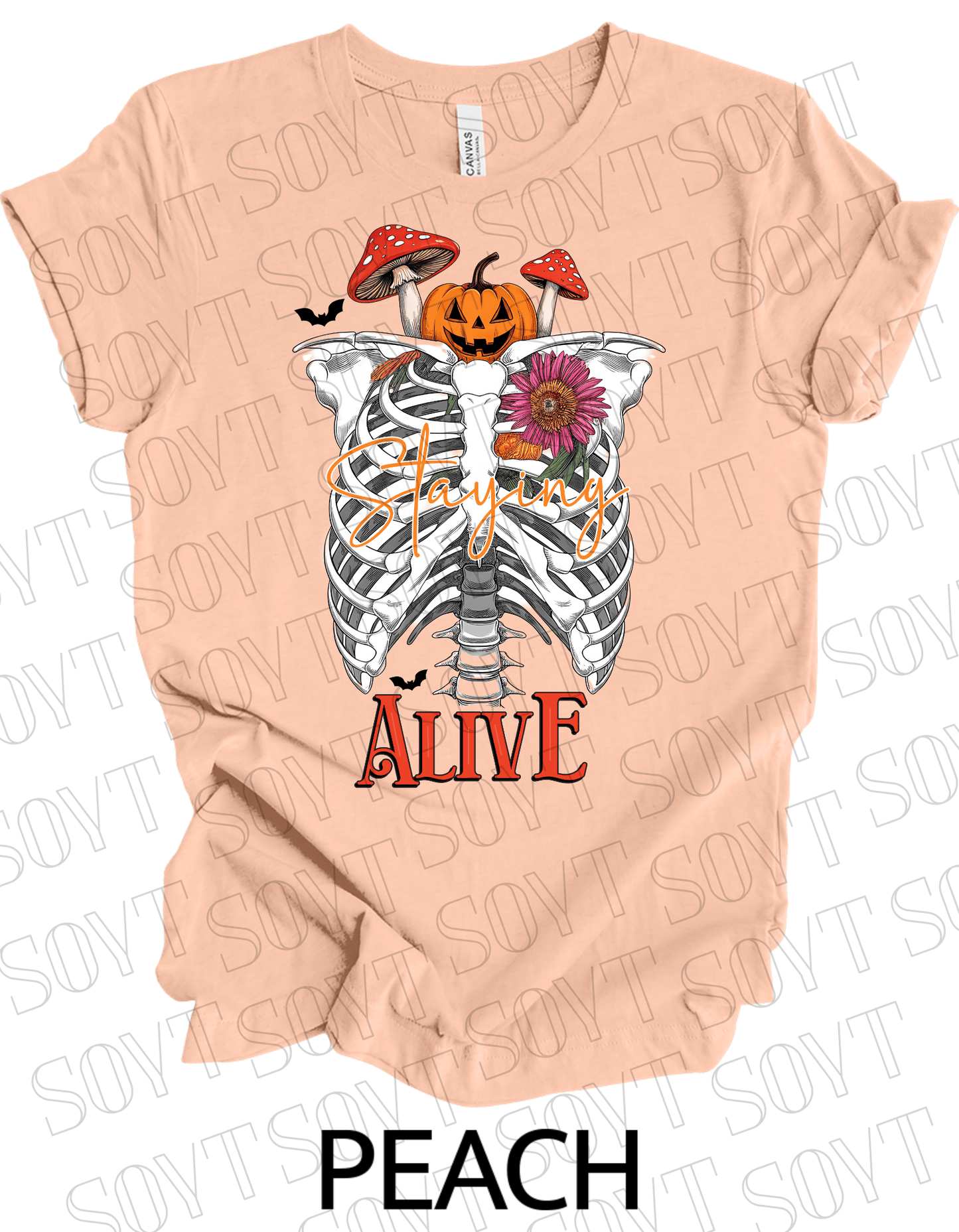 "Skeleton Rib Cage" Halloween T-Shirt – Gothic Anatomical Graphic Tee - Festive Apparel StorePeach