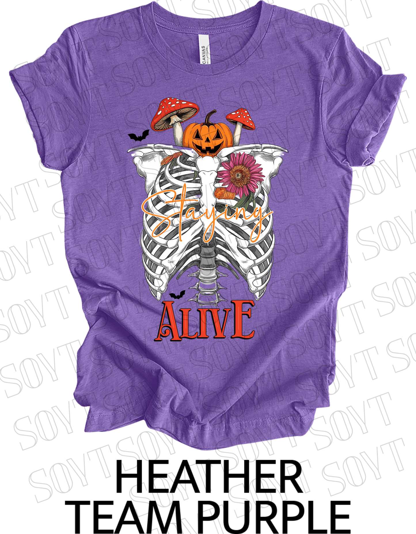 "Skeleton Rib Cage" Halloween T-Shirt – Gothic Anatomical Graphic Tee - Festive Apparel StoreHeather Purple
