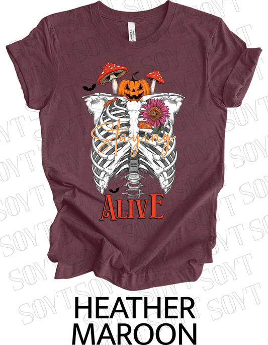"Skeleton Rib Cage" Halloween T-Shirt – Gothic Anatomical Graphic Tee - Festive Apparel StoreHeather Maroon