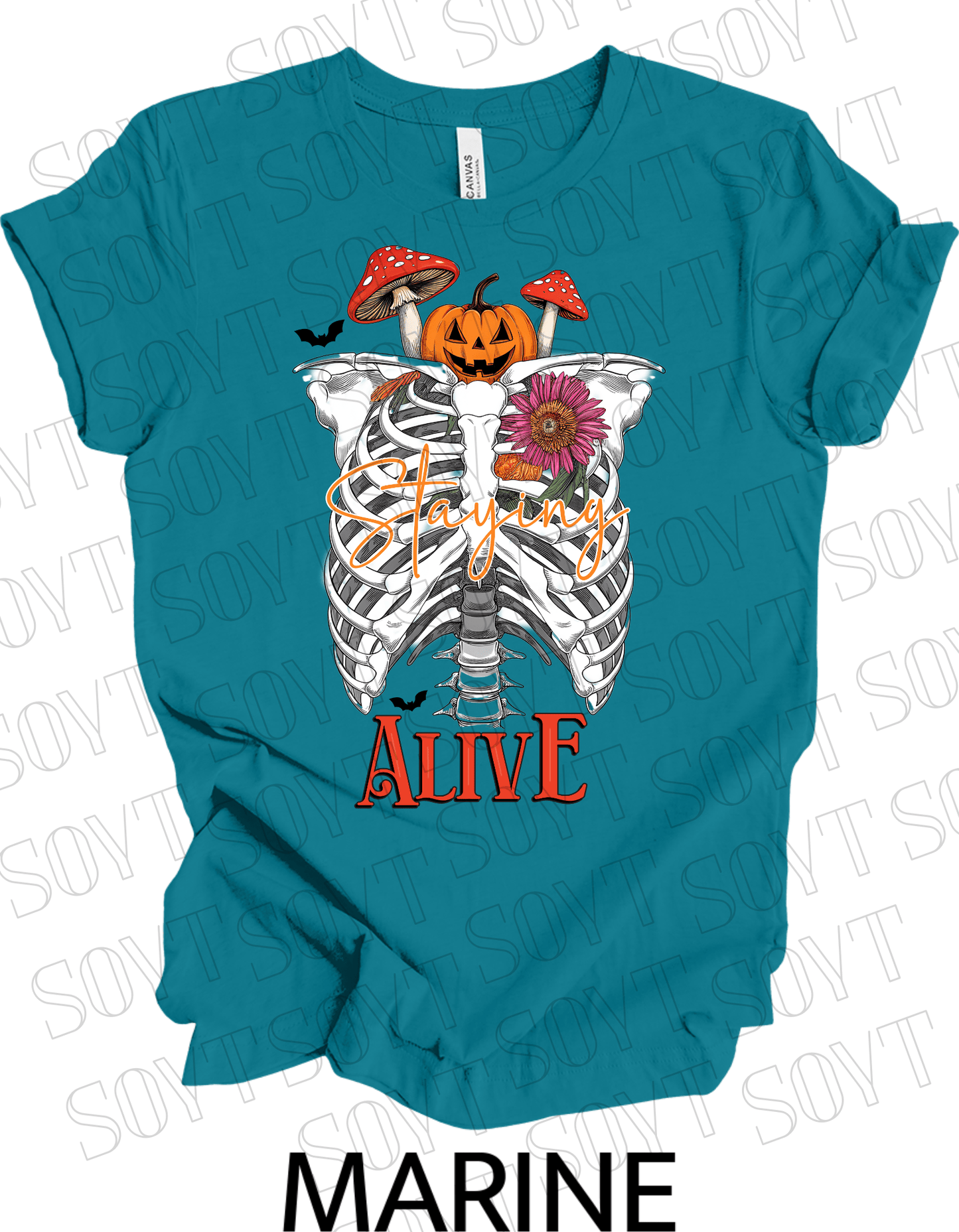 "Skeleton Rib Cage" Halloween T-Shirt – Gothic Anatomical Graphic Tee - Festive Apparel StoreMarine