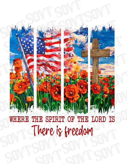 Spirit of the Lord Freedom T-Shirt – Christian Patriotic Poppy Flag Tee | Made in USA - Festive Apparel StoreWhite