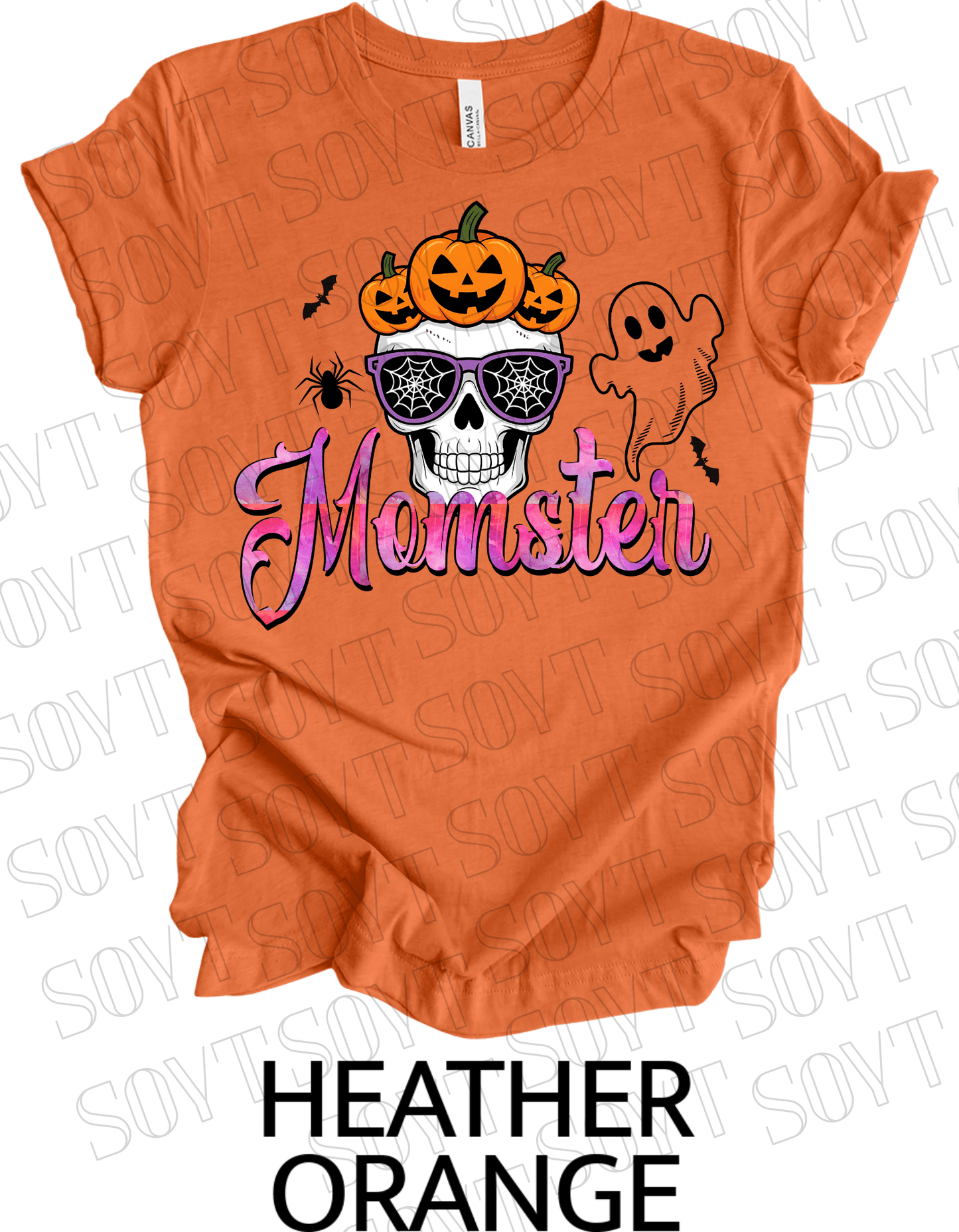 "Spooky Mama" Halloween T-Shirt – Cute Ghost & Pumpkin Graphic Tee for Moms - Festive Apparel StoreHeather Orange