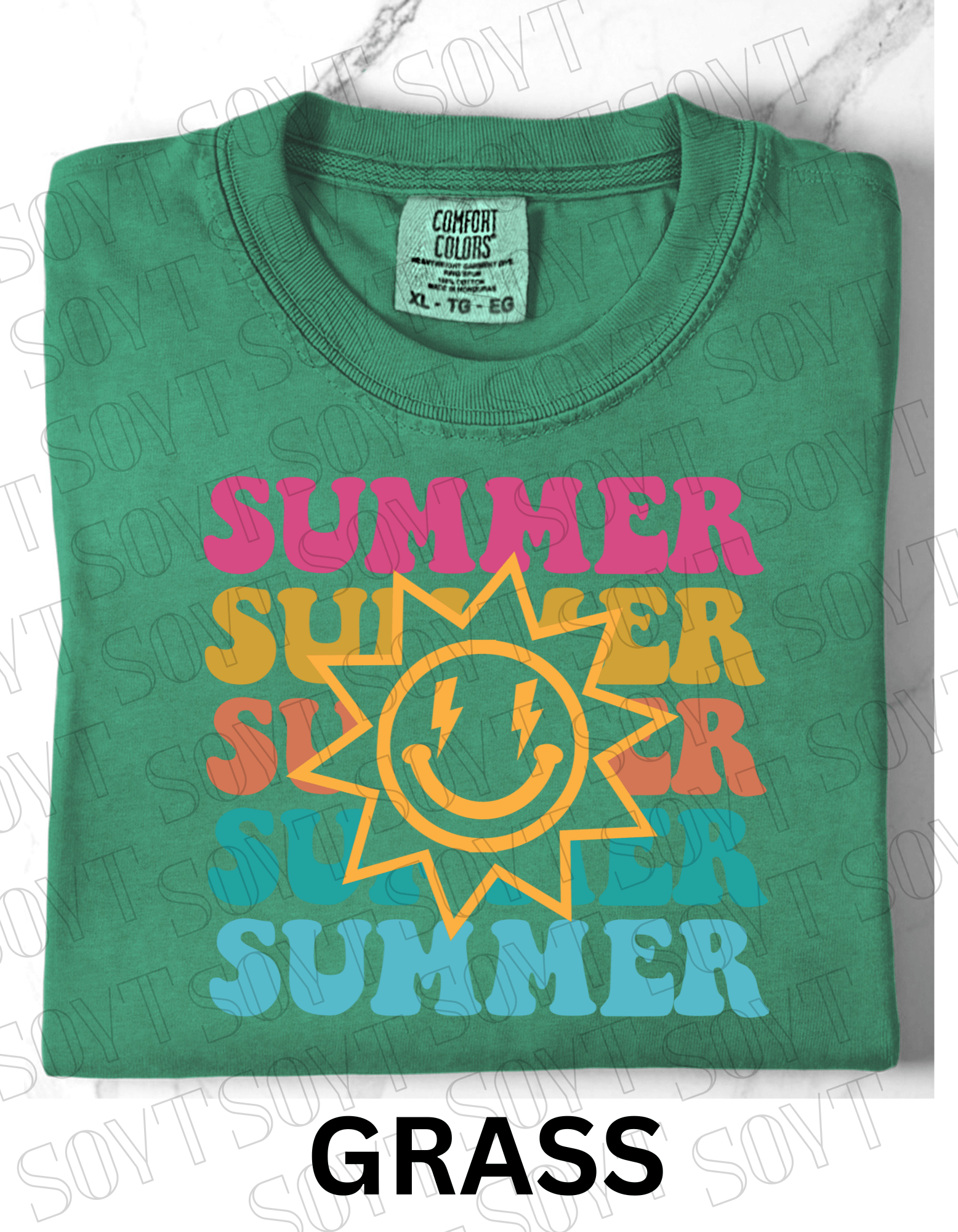 Summer Smiley Tee – Comfort Colors Camping Shirt - Festive Apparel StoreGrass