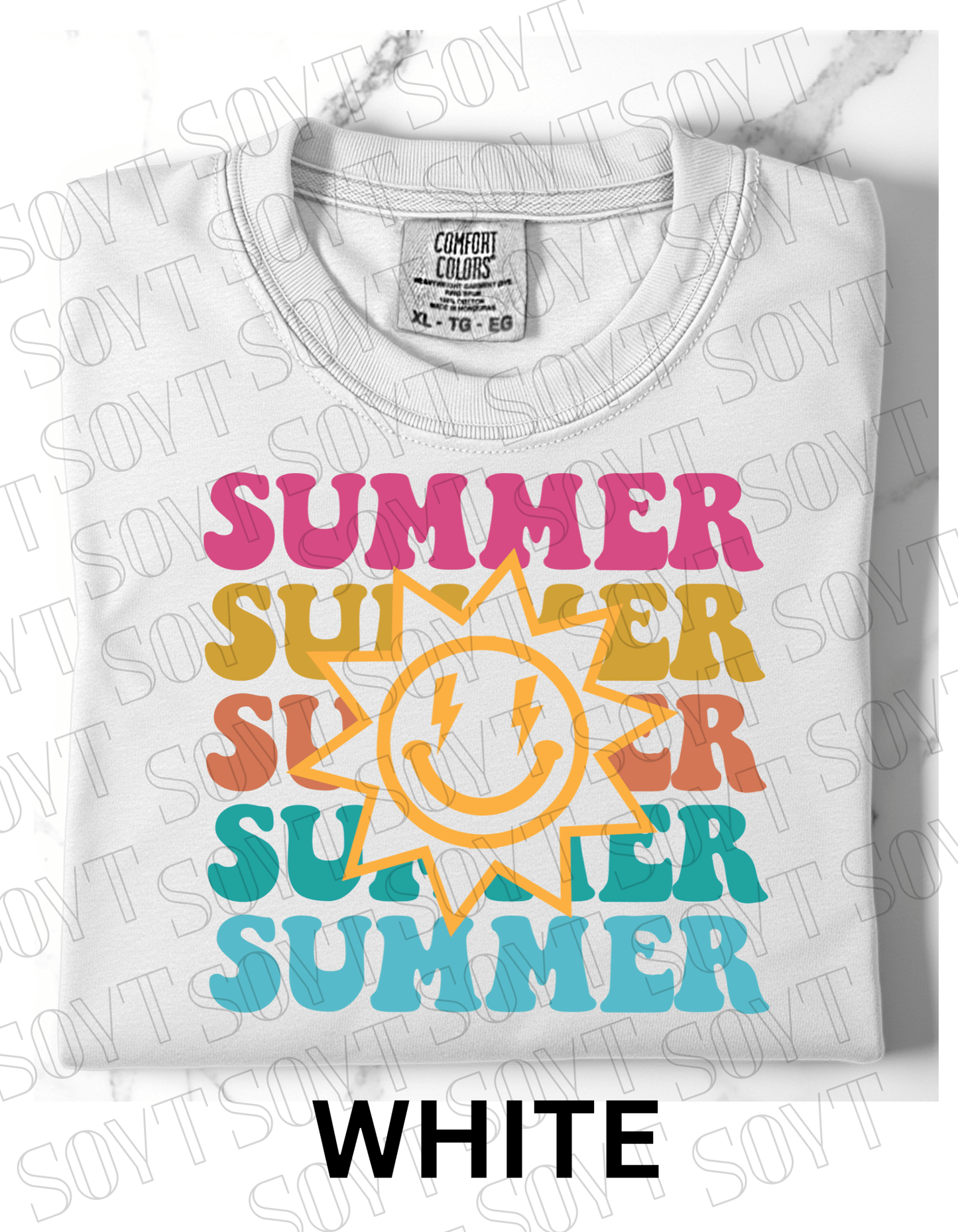 Summer Smiley Tee – Comfort Colors Camping Shirt - Festive Apparel StoreWhite