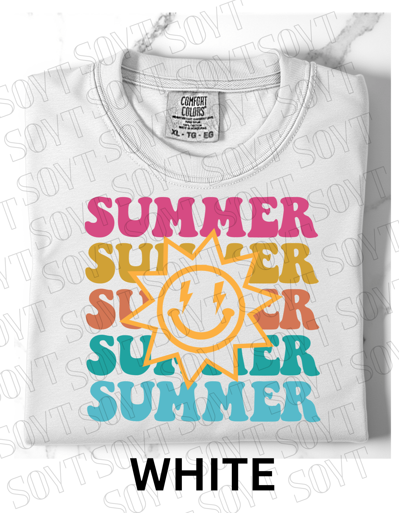 Summer Smiley Tee – Comfort Colors Camping Shirt - Festive Apparel StoreWhite