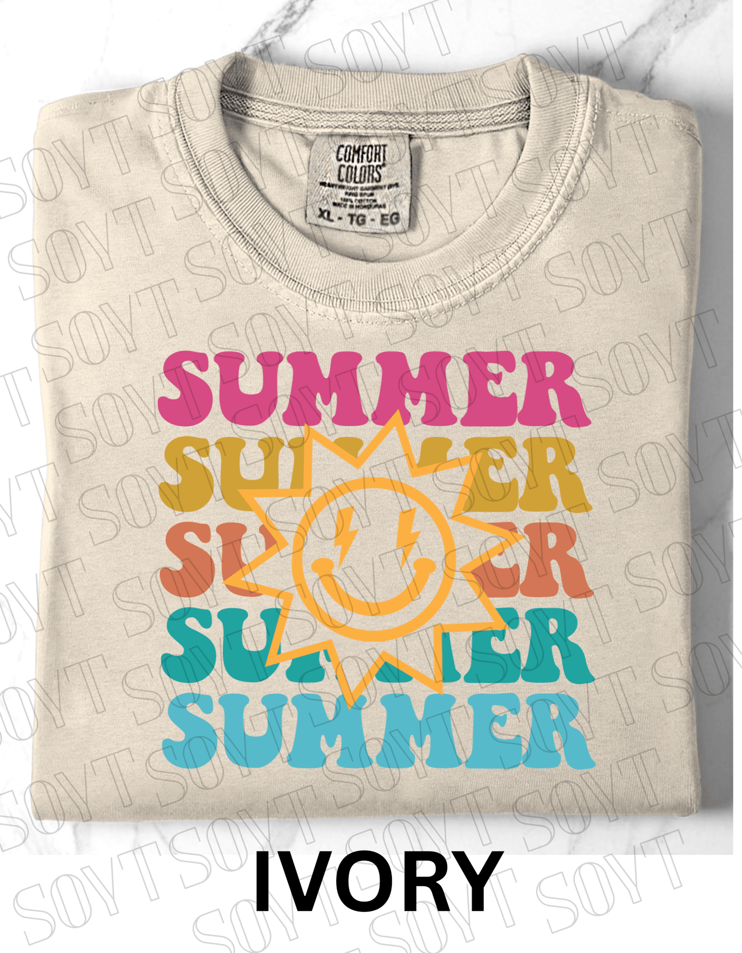 Summer Smiley Tee – Comfort Colors Camping Shirt - Festive Apparel StoreIvory