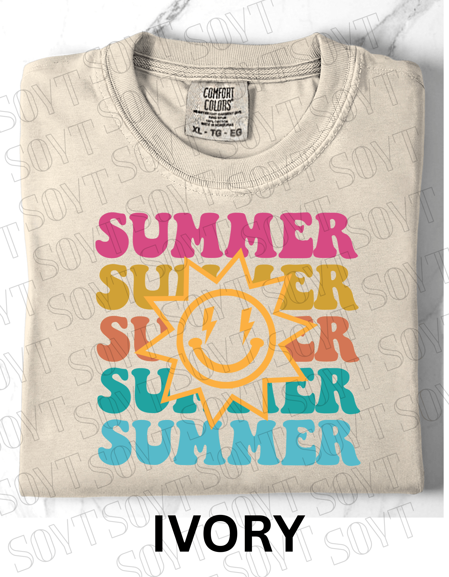 Summer Smiley Tee – Comfort Colors Camping Shirt - Festive Apparel StoreIvory