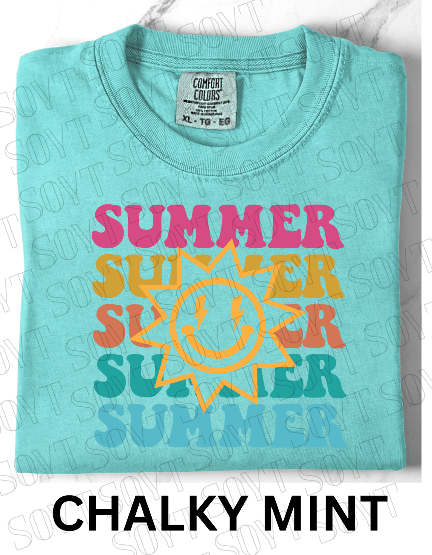 Summer Smiley Tee – Comfort Colors Camping Shirt - Festive Apparel StoreChalky Mint