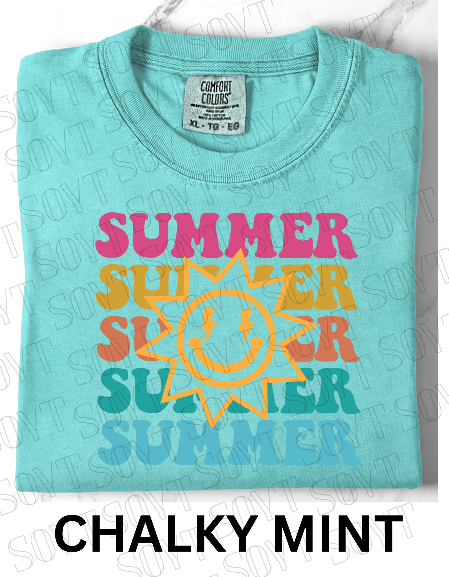 Summer Smiley Tee – Comfort Colors Camping Shirt - Festive Apparel StoreChalky Mint