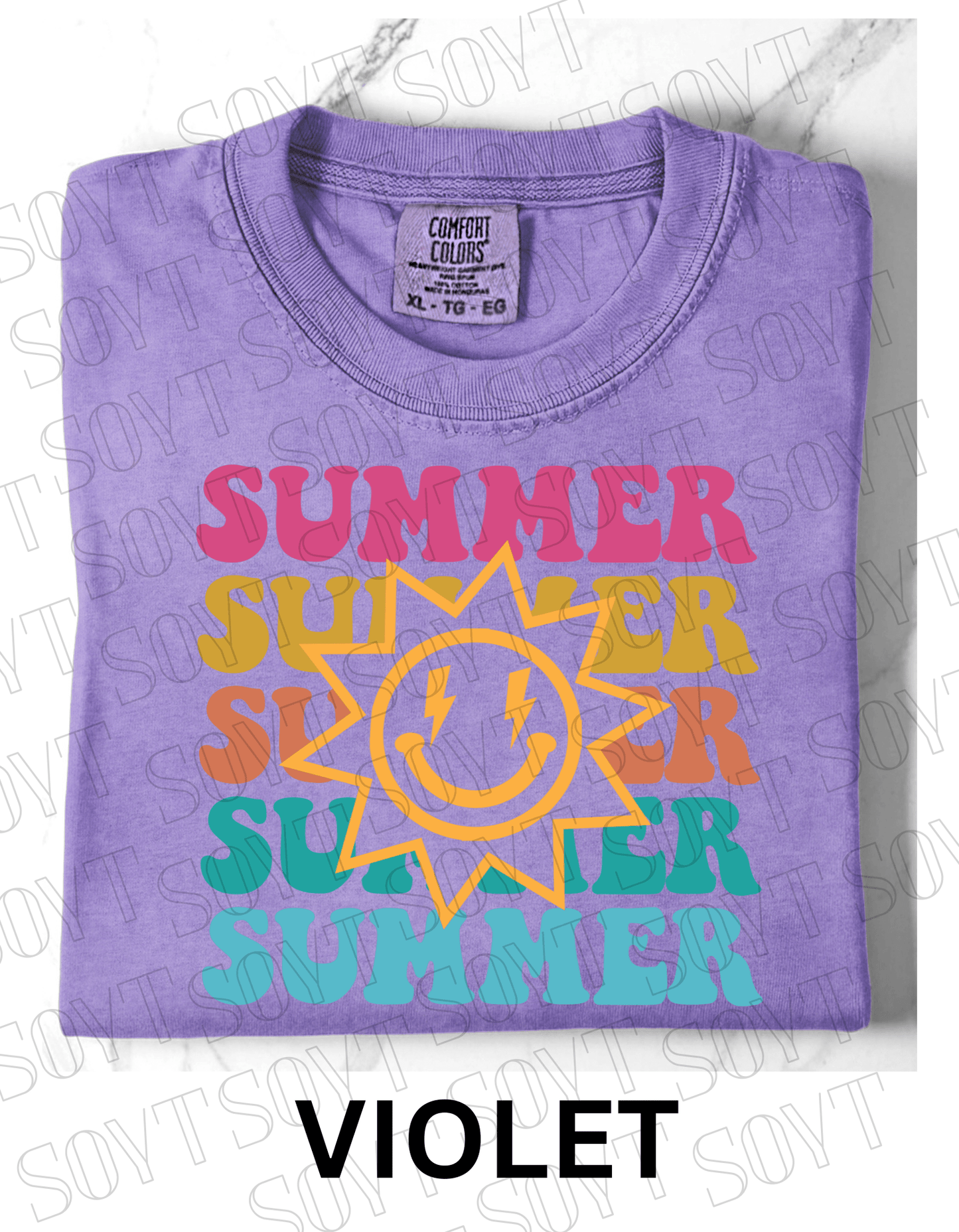 Summer Smiley Tee – Comfort Colors Camping Shirt - Festive Apparel StoreViolet