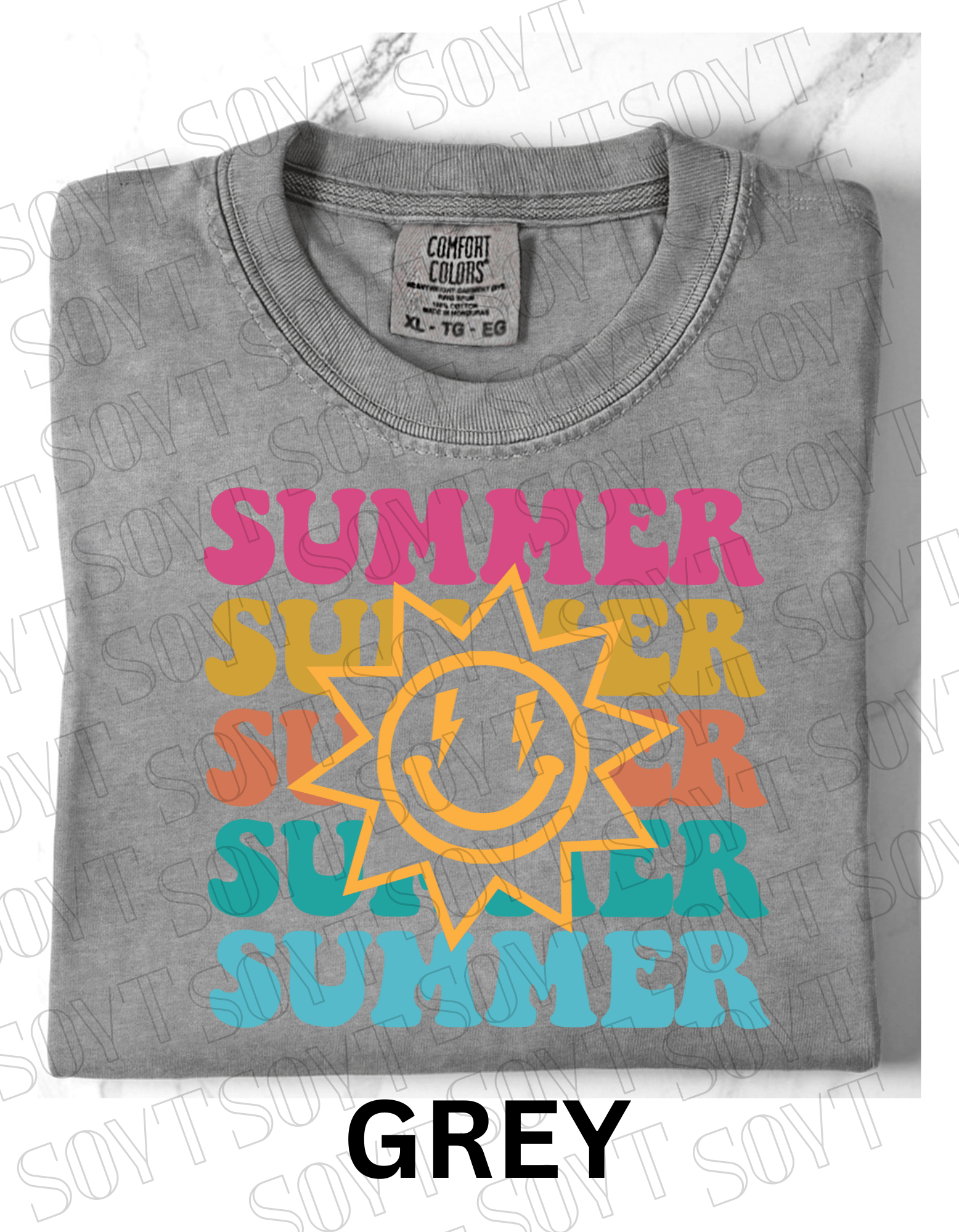 Summer Smiley Tee – Comfort Colors Camping Shirt - Festive Apparel StoreGrey