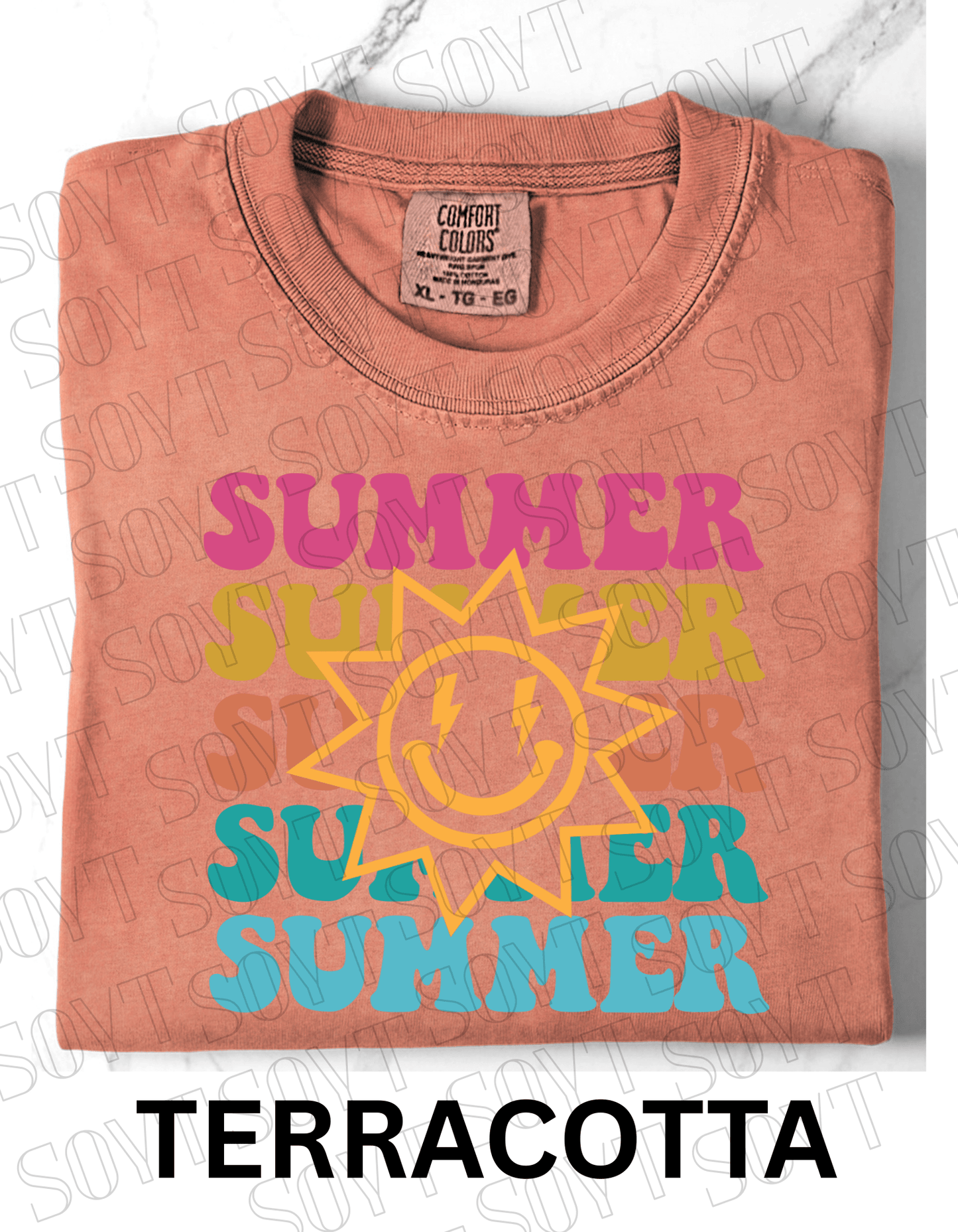 Summer Smiley Tee – Comfort Colors Camping Shirt - Festive Apparel StoreTerracotta
