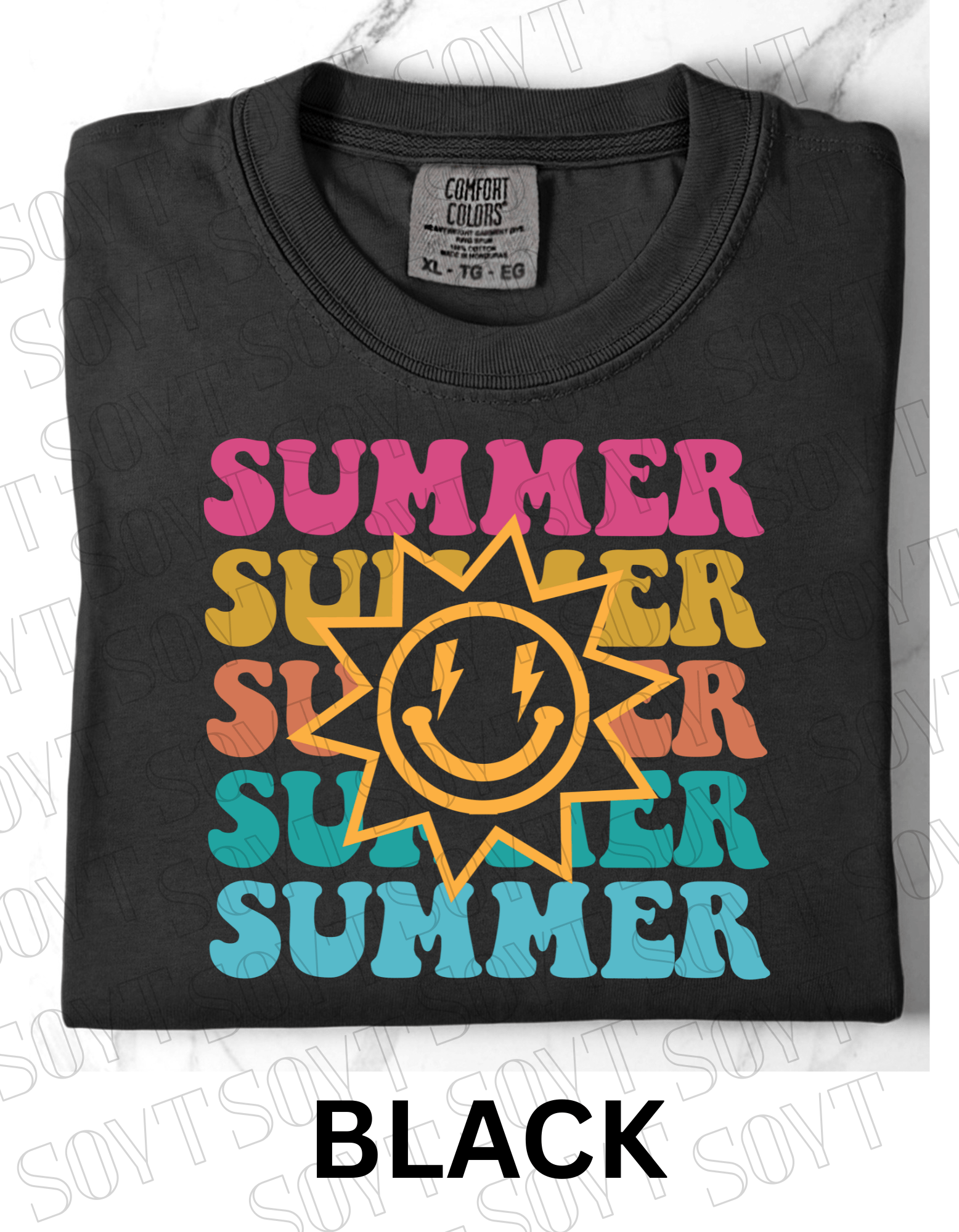 Summer Smiley Tee – Comfort Colors Camping Shirt - Festive Apparel StoreBlack