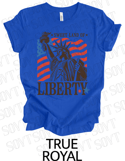 Sweet Land of Liberty T-Shirt – Bella+Canvas Patriotic Statue Tee - Festive Apparel StoreRoyal Blue