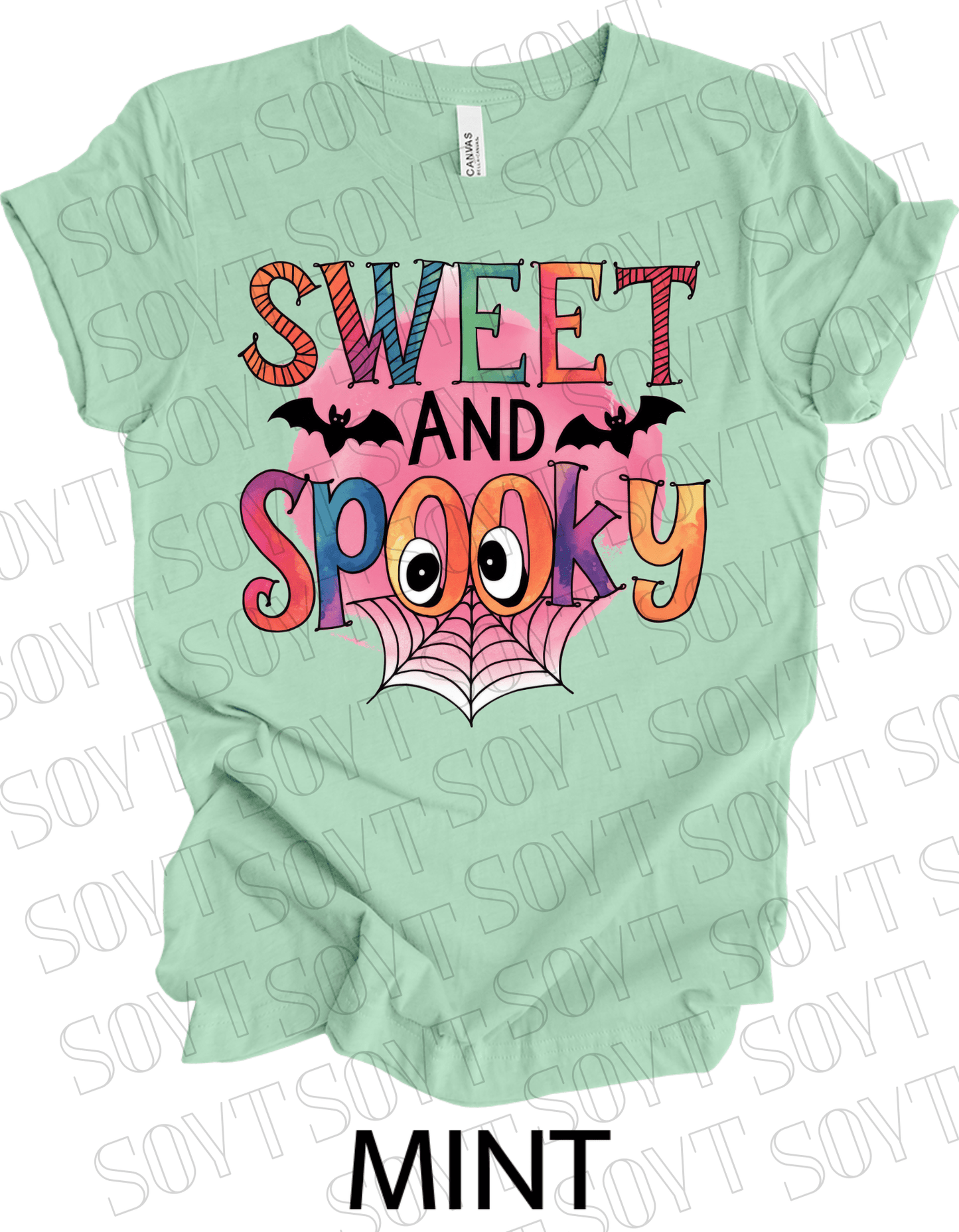 Sweet & Spooky Halloween T-Shirt – Cute Spider Web Lettering Graphic Tee - Festive Apparel StoreMint