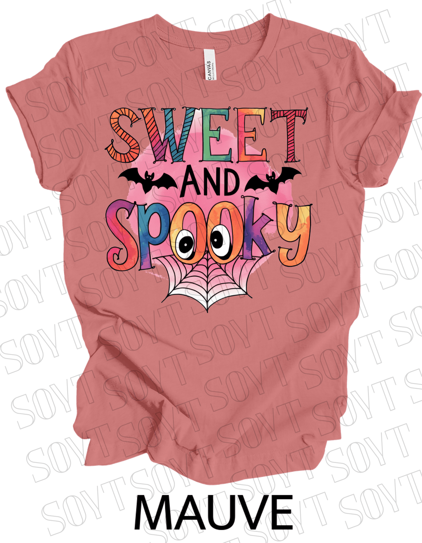 Sweet & Spooky Halloween T-Shirt – Cute Spider Web Lettering Graphic Tee - Festive Apparel StoreMauve