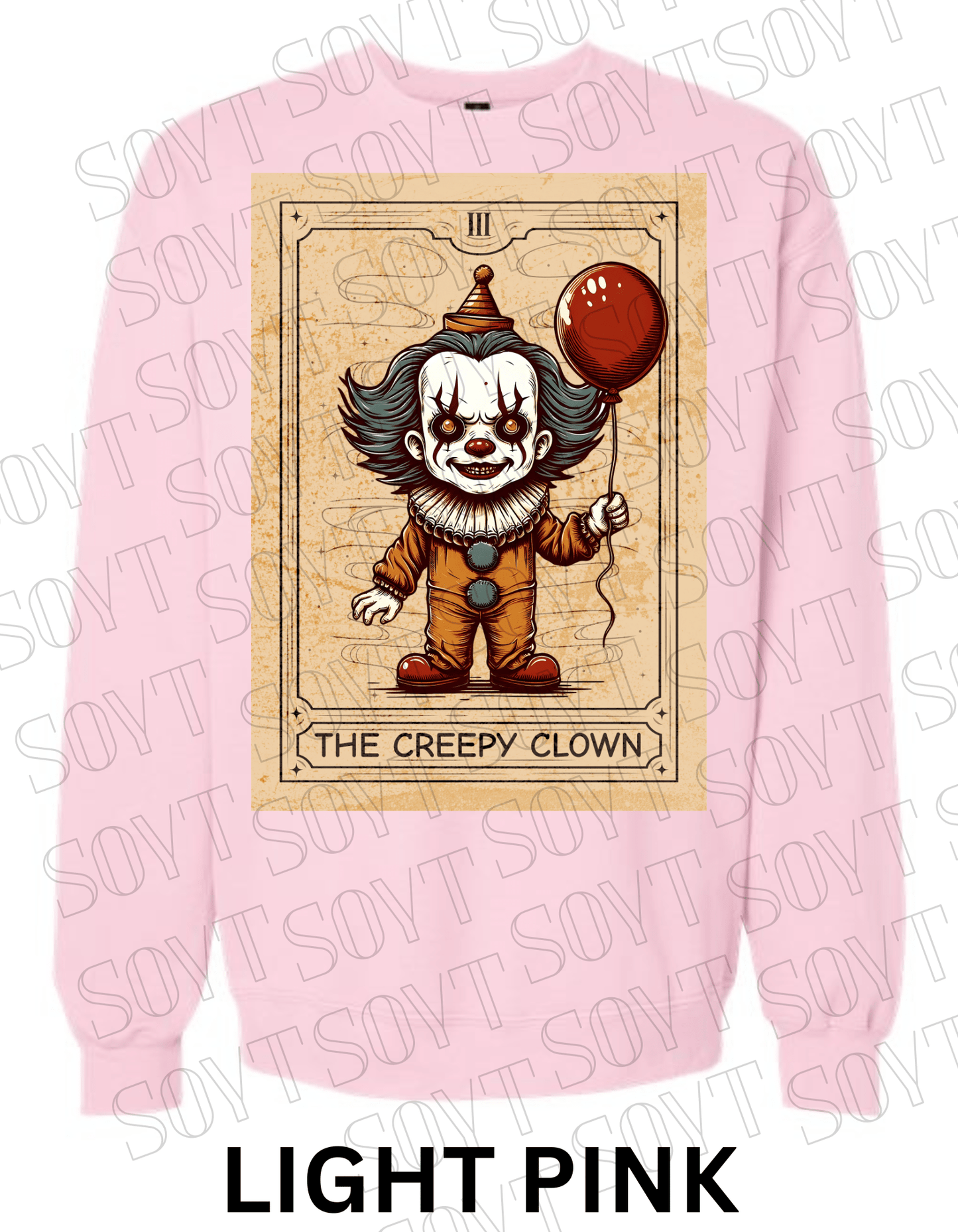 "The Creepy Clown" Halloween Sweatshirt – Tarot - Inspired Pennywise Horror Pullover - Festive Apparel StoreLight Pink