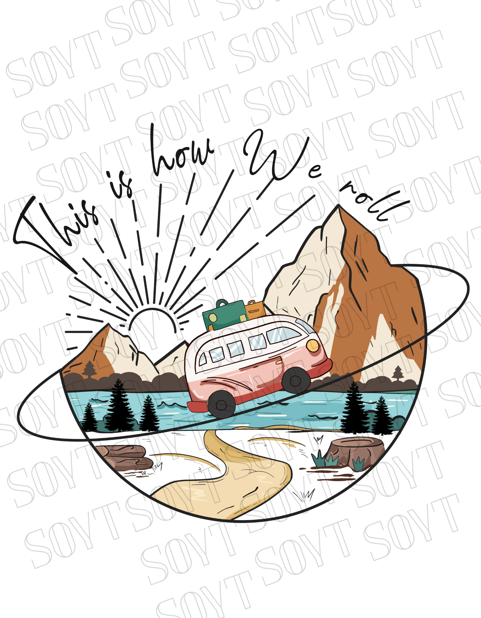 This Is How We Roll T-Shirt – Retro Van & Mountain Creek Camping Tee - Festive Apparel StoreBlack