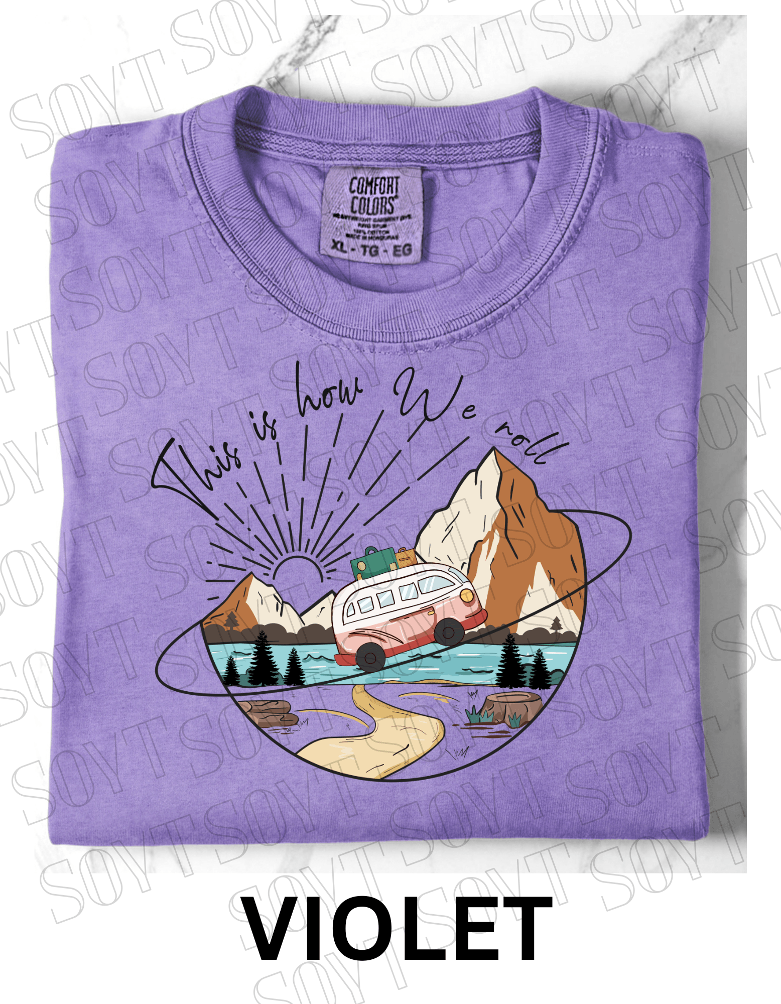 This Is How We Roll T-Shirt – Retro Van & Mountain Creek Camping Tee - Festive Apparel StoreViolet