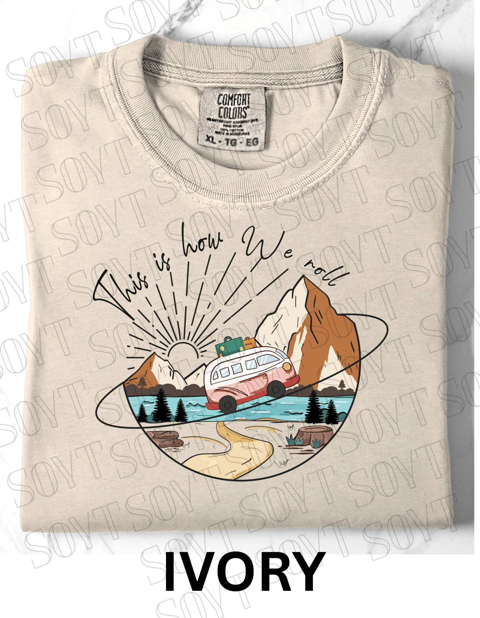 This Is How We Roll T-Shirt – Retro Van & Mountain Creek Camping Tee - Festive Apparel StoreIvory