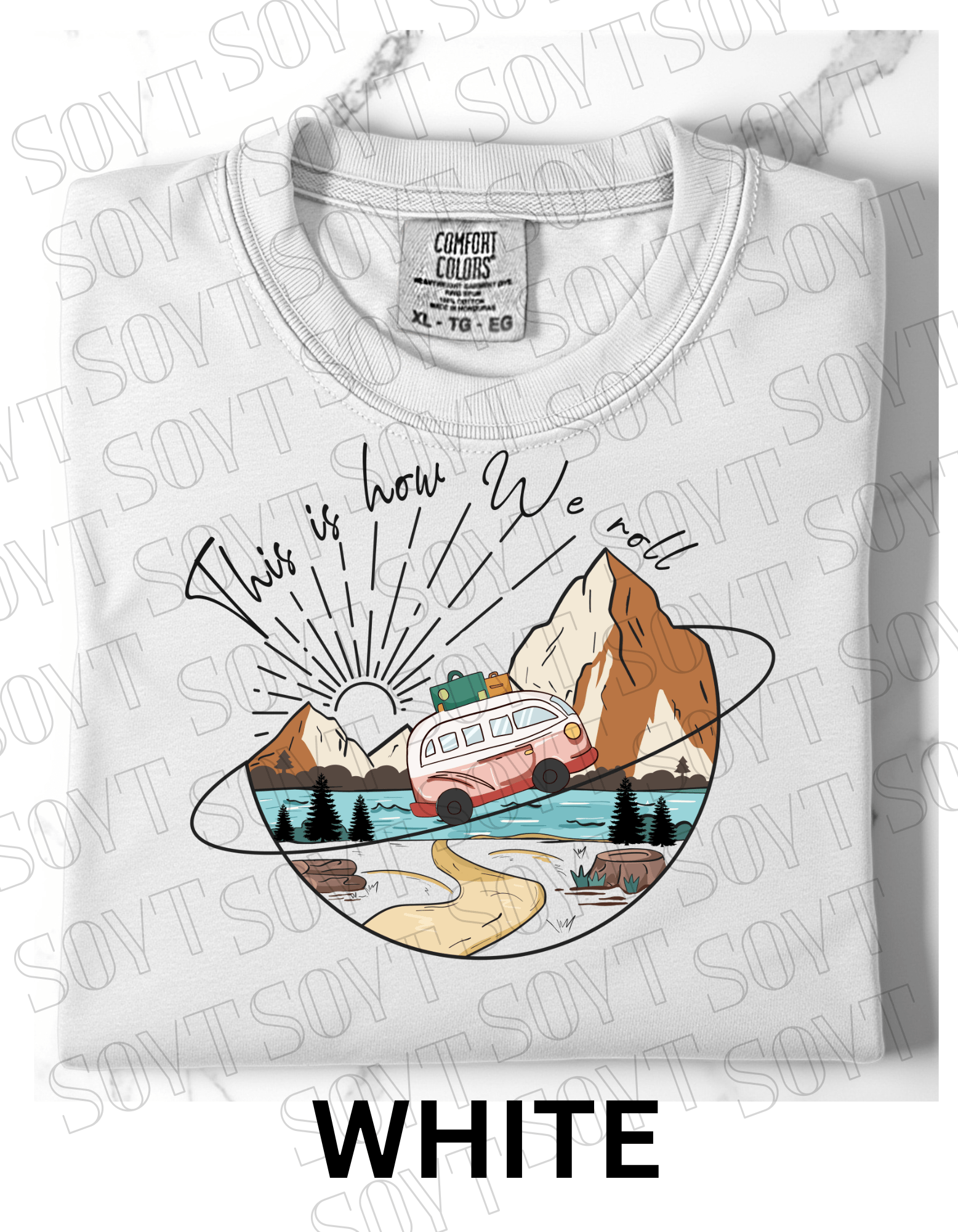 This Is How We Roll T-Shirt – Retro Van & Mountain Creek Camping Tee - Festive Apparel StoreWhite