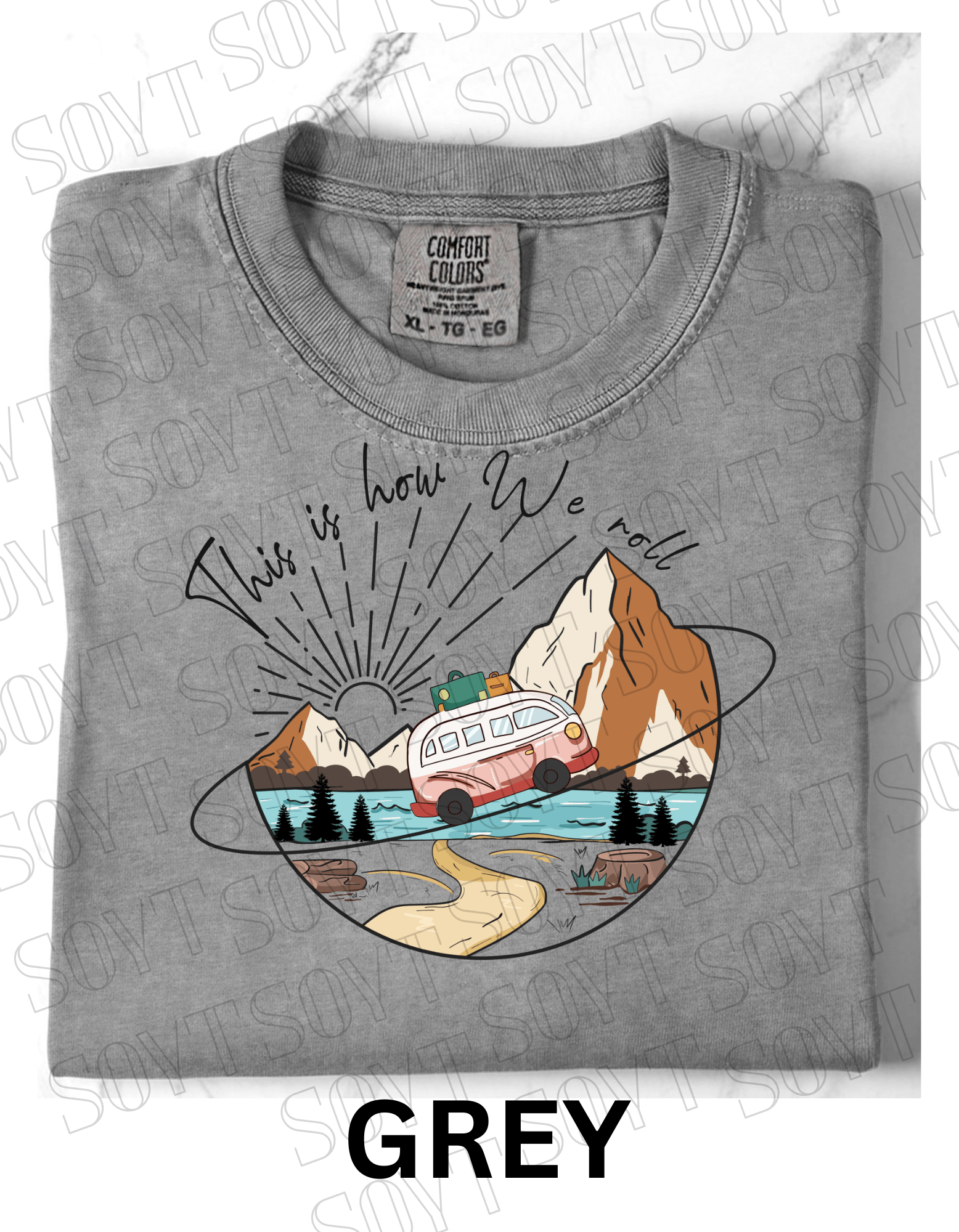 This Is How We Roll T-Shirt – Retro Van & Mountain Creek Camping Tee - Festive Apparel StoreGrey