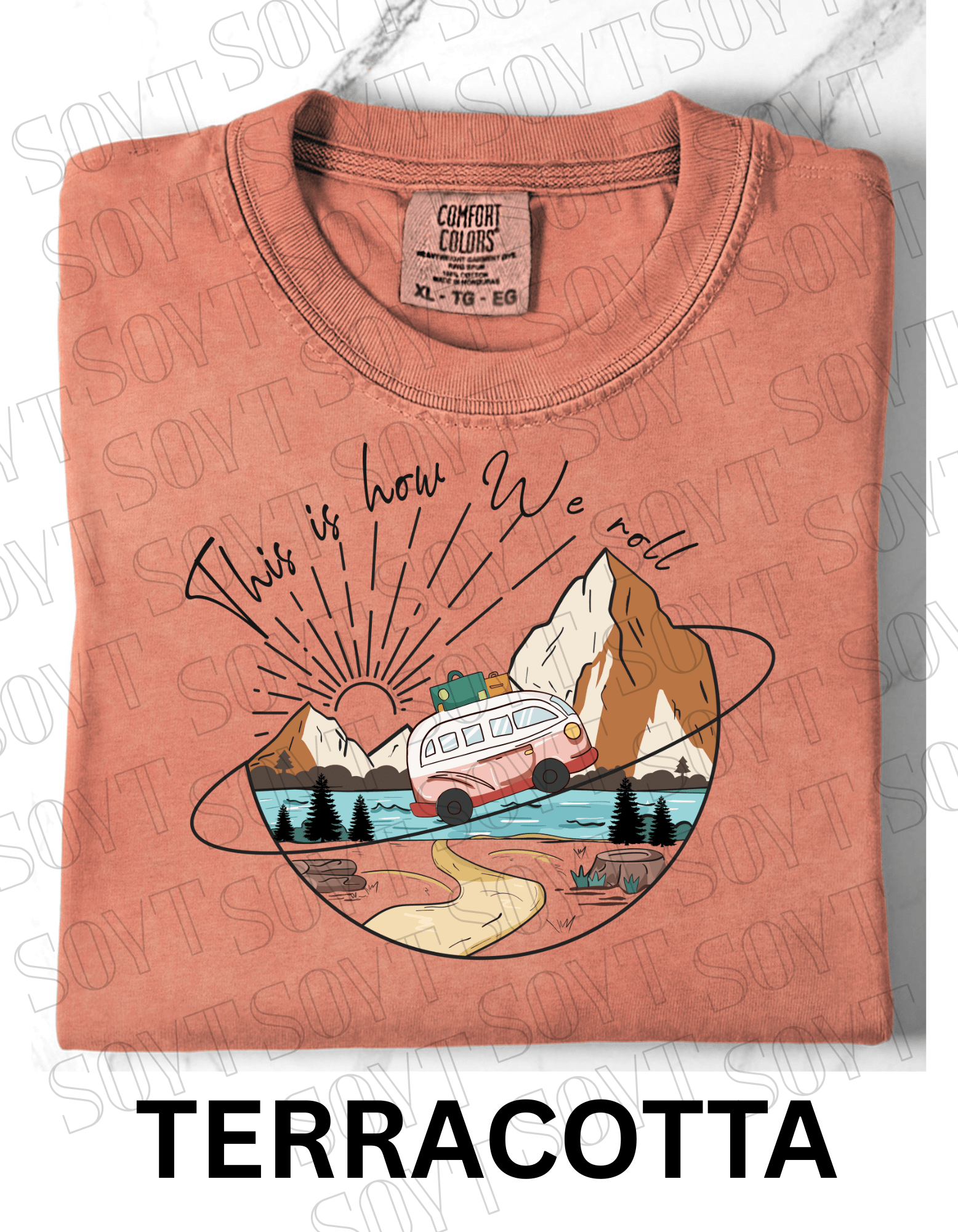 This Is How We Roll T-Shirt – Retro Van & Mountain Creek Camping Tee - Festive Apparel StoreTerracotta