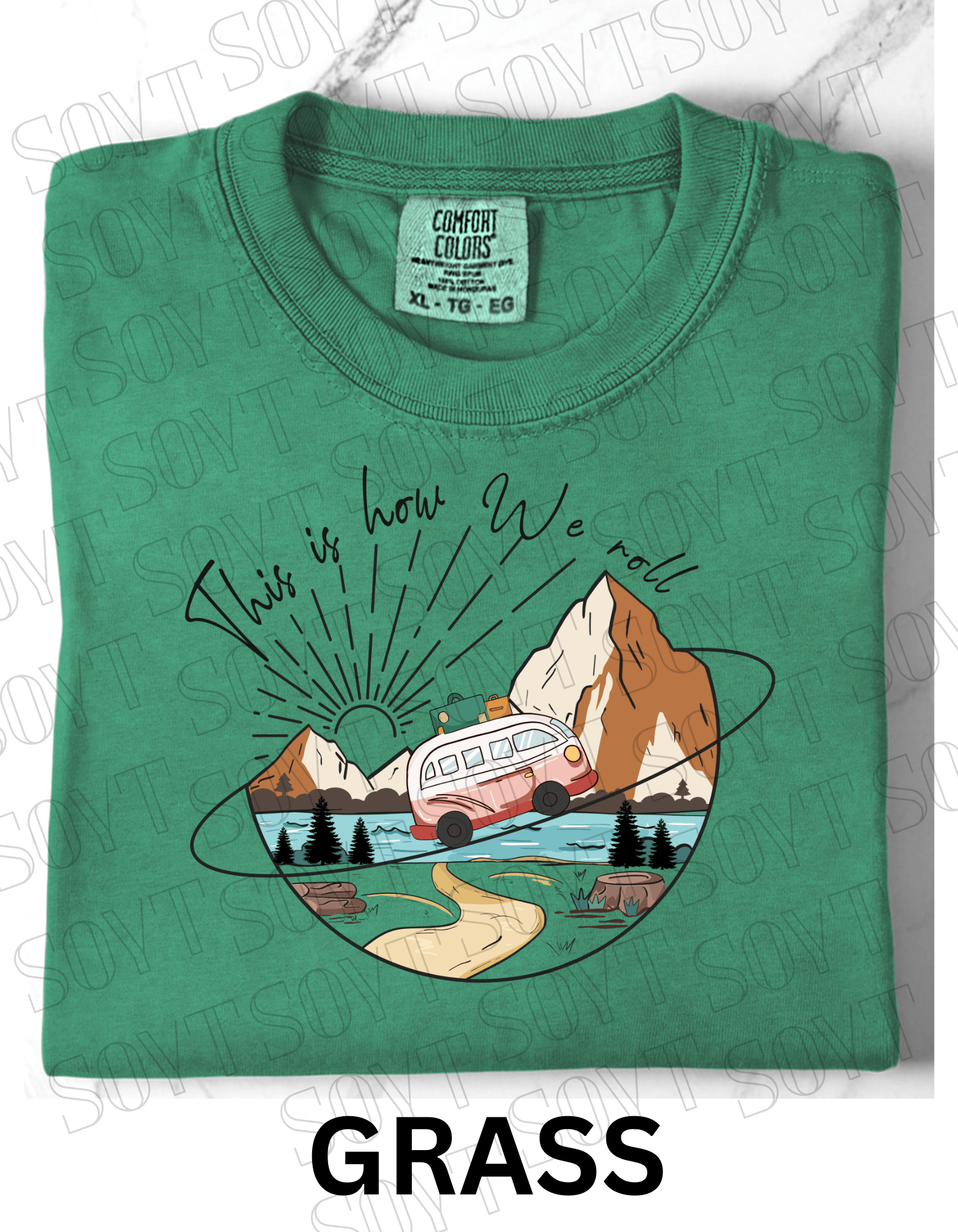 This Is How We Roll T-Shirt – Retro Van & Mountain Creek Camping Tee - Festive Apparel StoreGrass