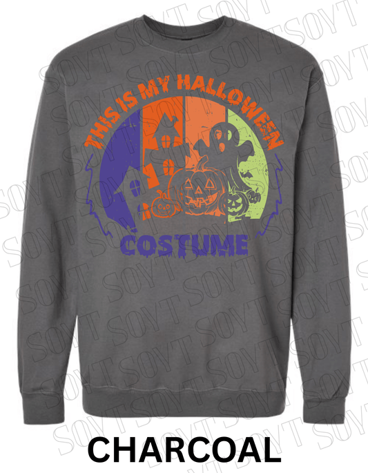 "This Is My Halloween Costume" Sweatshirt – Funny Retro Ghost, Pumpkin & Haunted House Pullover - Festive Apparel StoreCharcoal