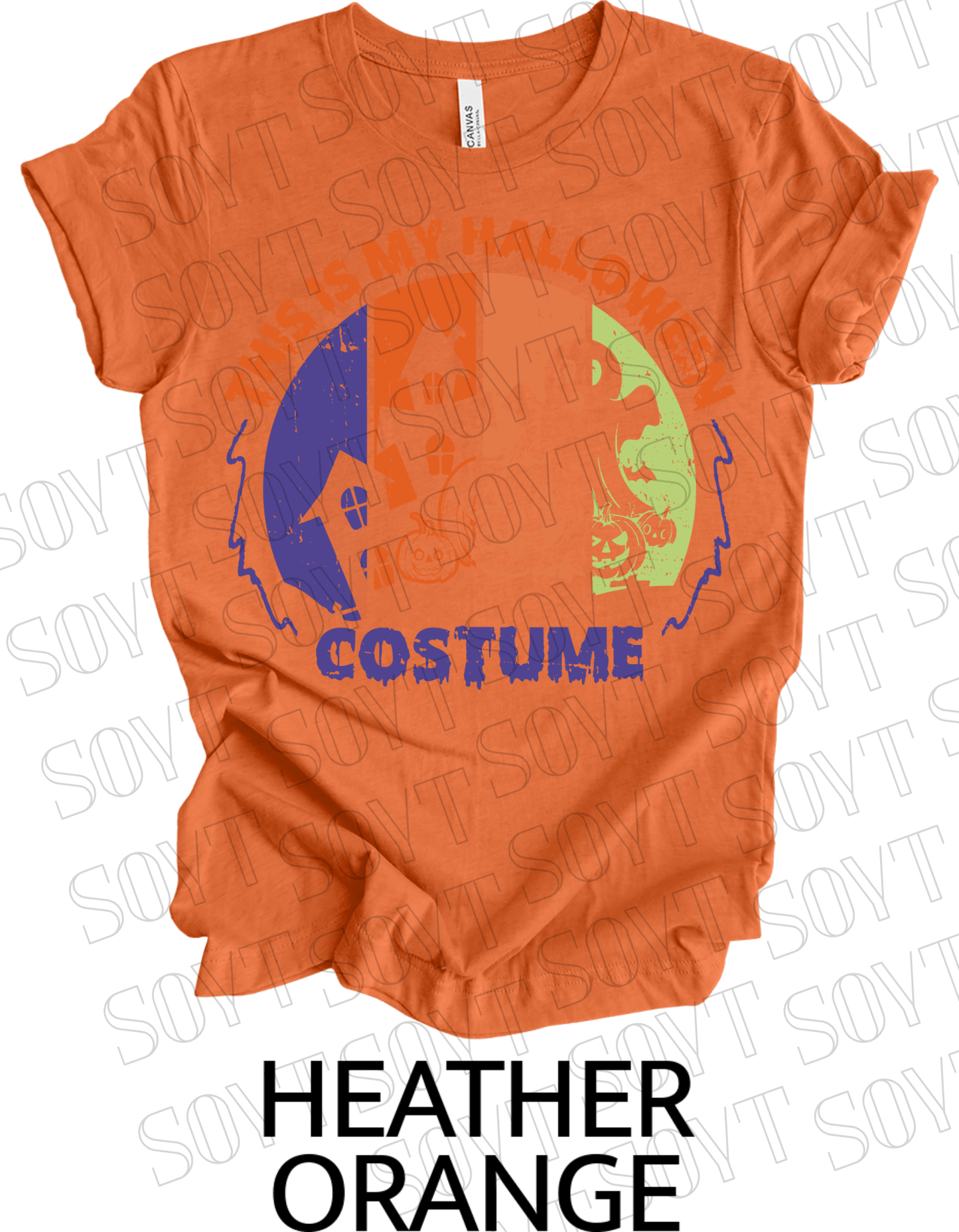 "This Is My Halloween Costume" T-Shirt – Funny Retro Ghost & Pumpkin Graphic Tee - Festive Apparel StoreHeather Orange