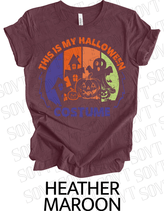 "This Is My Halloween Costume" T-Shirt – Funny Retro Ghost & Pumpkin Graphic Tee - Festive Apparel StoreHeather Maroon
