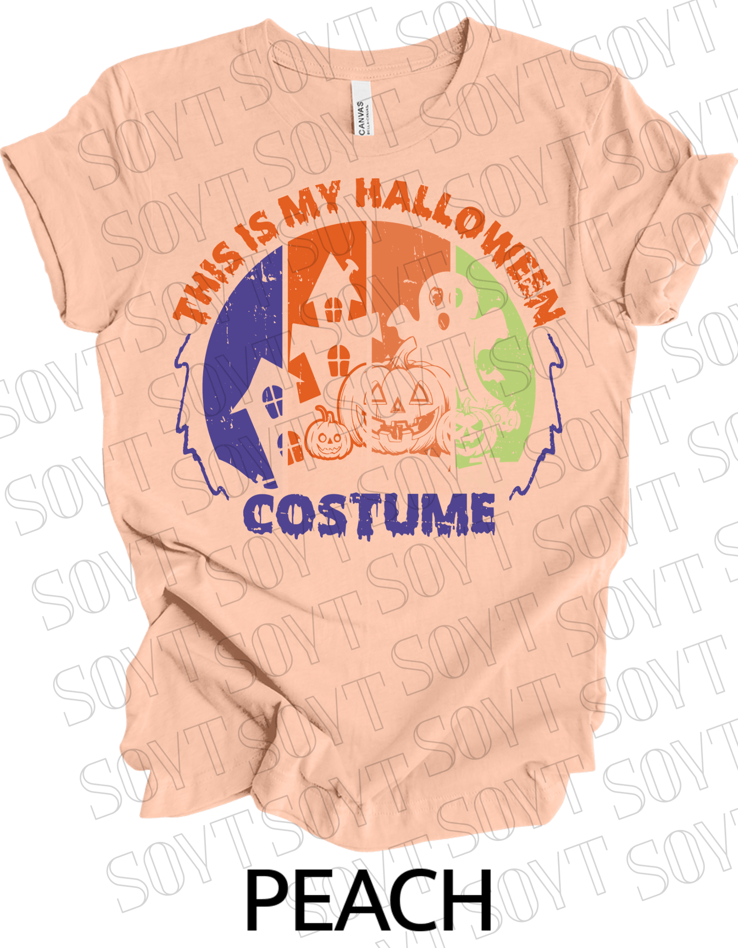 "This Is My Halloween Costume" T-Shirt – Funny Retro Ghost & Pumpkin Graphic Tee - Festive Apparel StorePeach