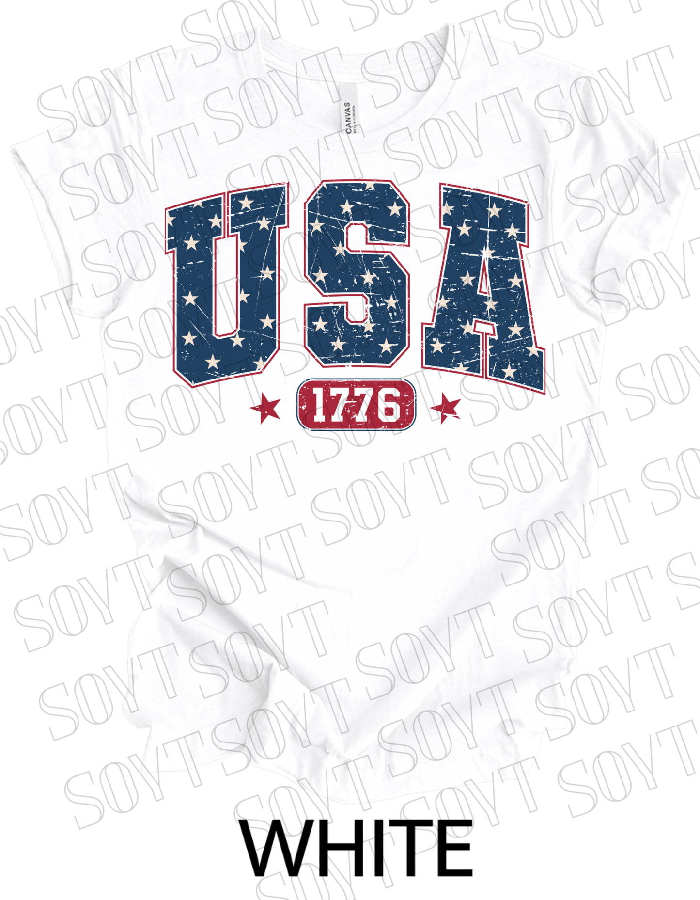 USA 1776 Vintage T-Shirt – Bella+Canvas Classic Patriotic Tee - Festive Apparel StoreWhite