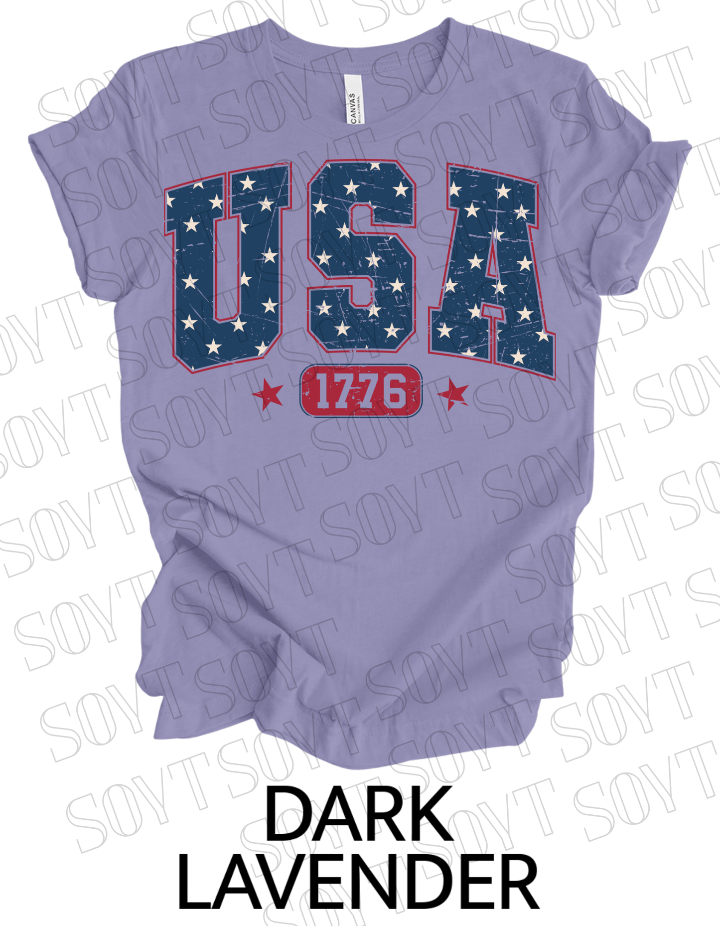 USA 1776 Vintage T-Shirt – Bella+Canvas Classic Patriotic Tee - Festive Apparel StoreDark Lavender