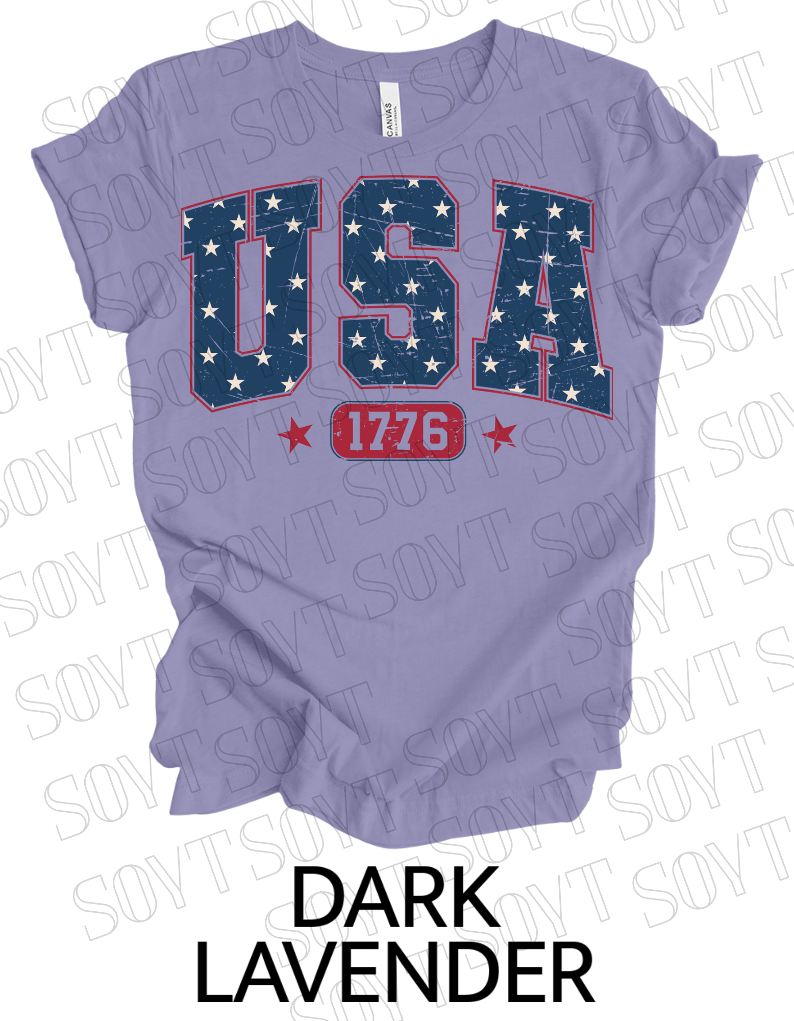 USA 1776 Vintage T-Shirt – Bella+Canvas Classic Patriotic Tee - Festive Apparel StoreDark Lavender