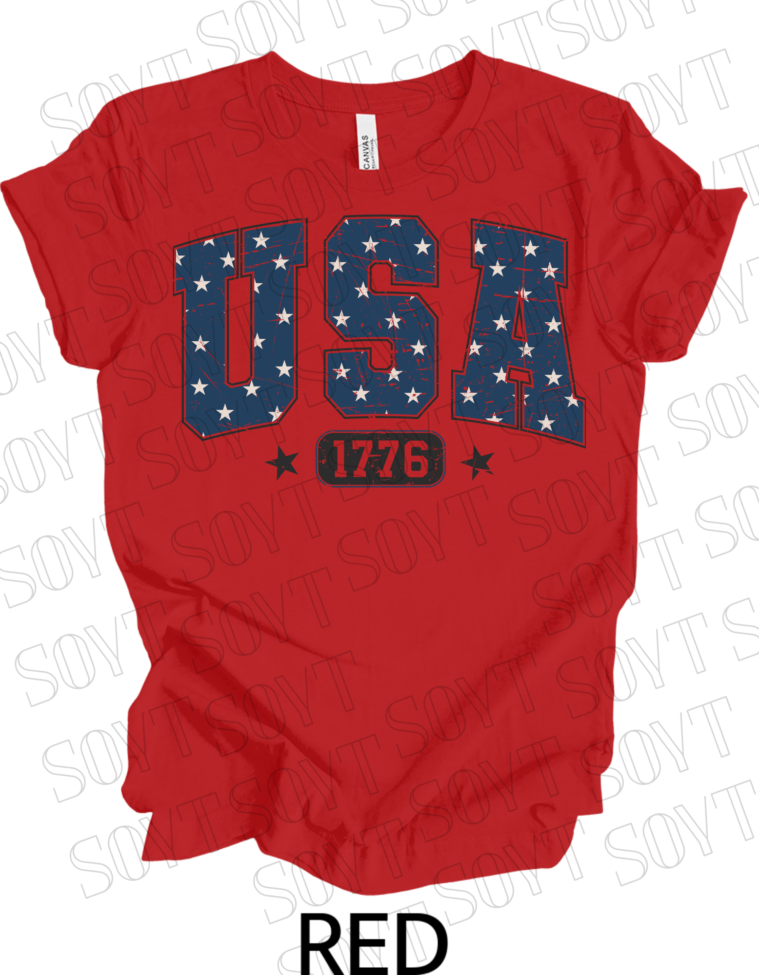 USA 1776 Vintage T-Shirt – Bella+Canvas Classic Patriotic Tee - Festive Apparel StoreRed
