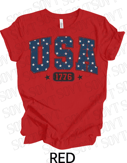 USA 1776 Vintage T-Shirt – Bella+Canvas Classic Patriotic Tee - Festive Apparel StoreRed