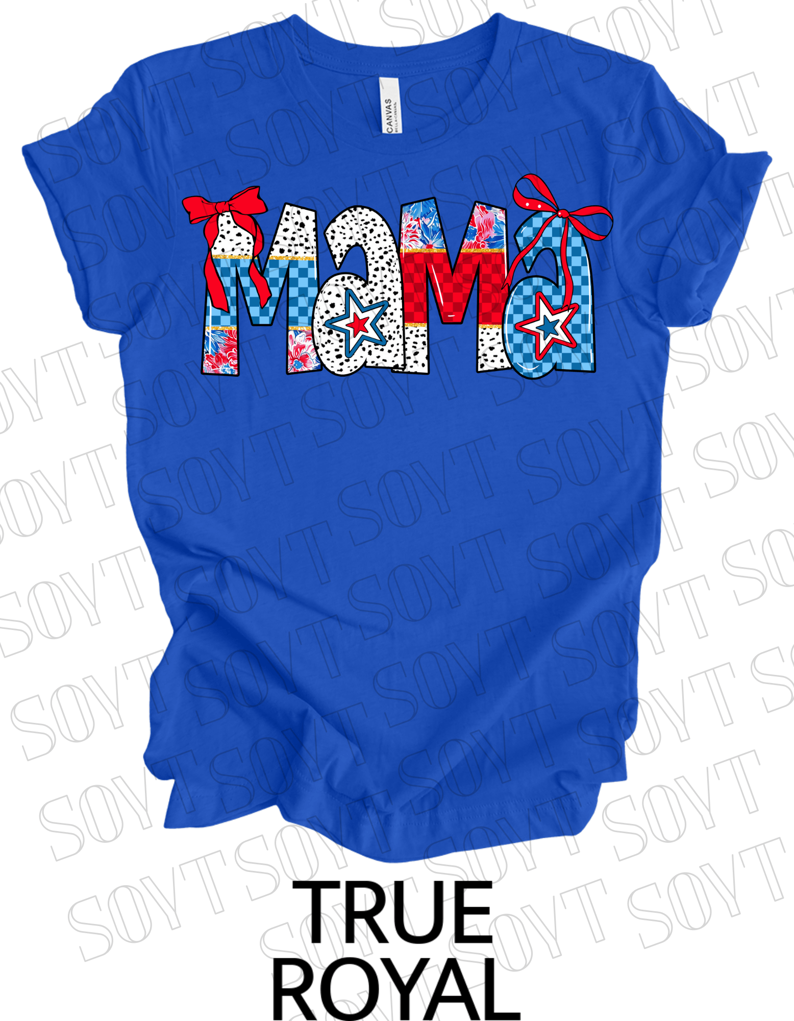 USA Mama 4th of July T-Shirt – Patriotic Red, White & Blue Stars and Stripes Design - Festive Apparel StoreRoyal Blue