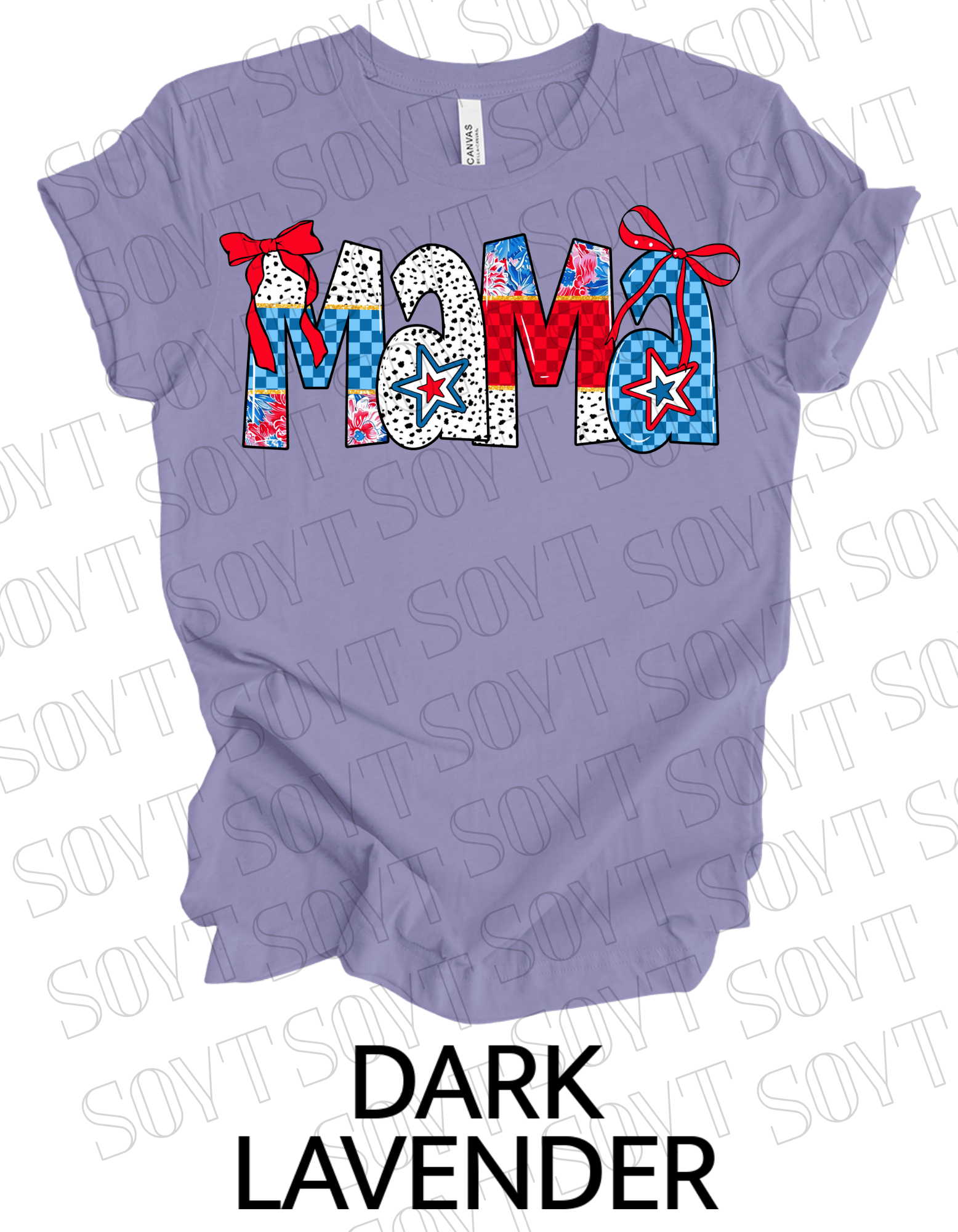 USA Mama 4th of July T-Shirt – Patriotic Red, White & Blue Stars and Stripes Design - Festive Apparel StoreDark Lavender
